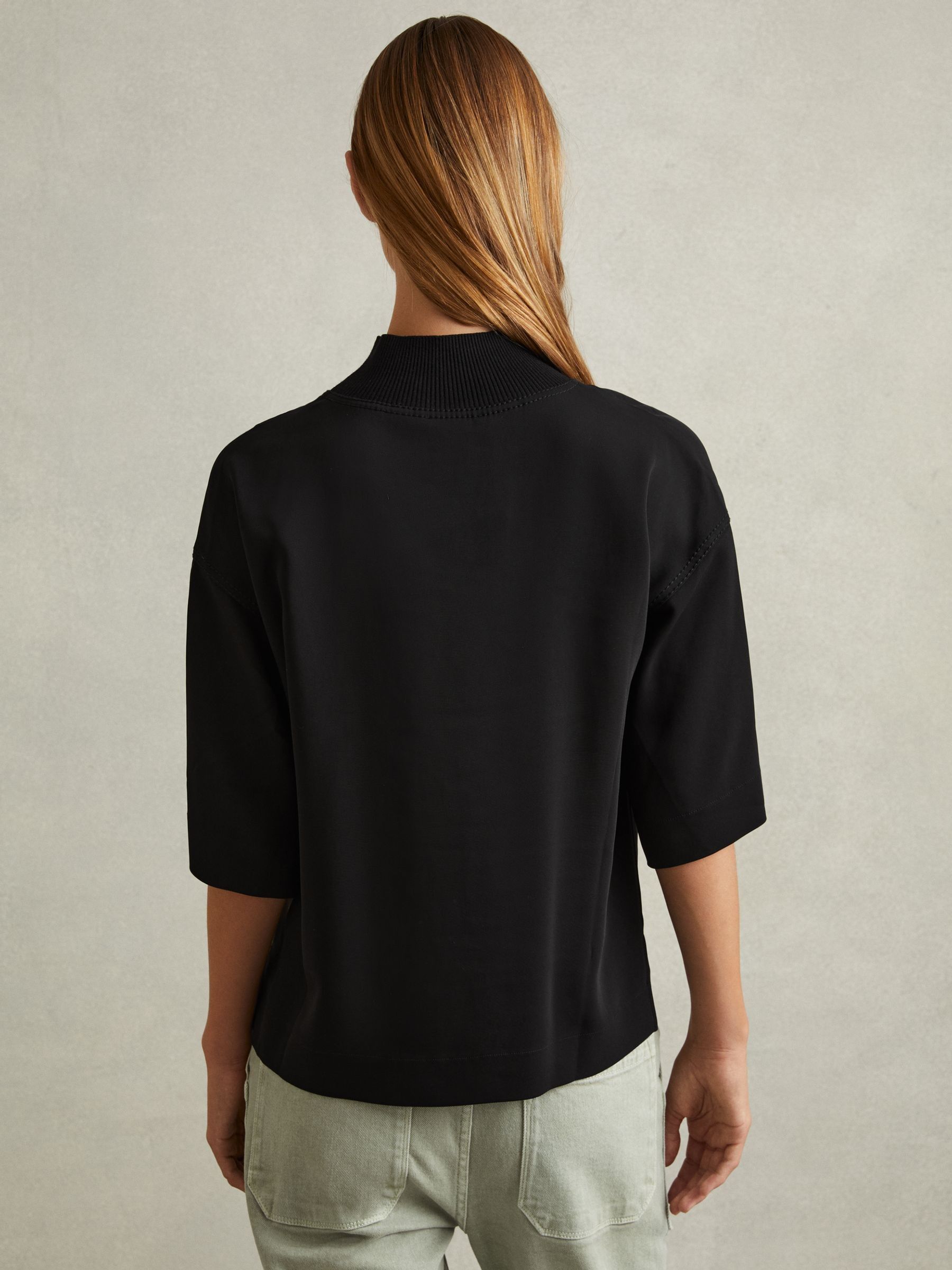 Oversized Rib-Neck T-Shirt in Black