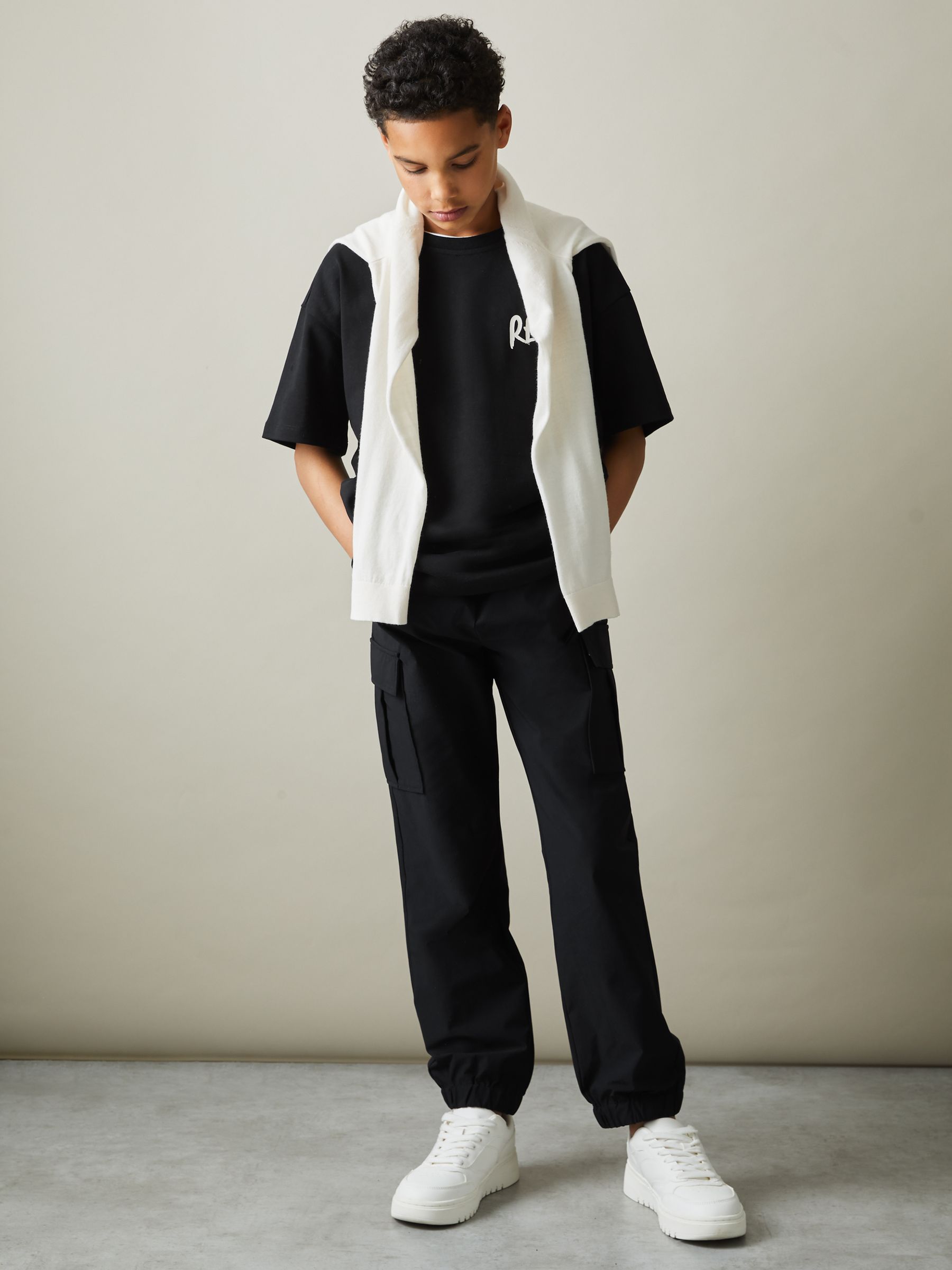 3-9 yrs Technical Drawstring Trousers in Black