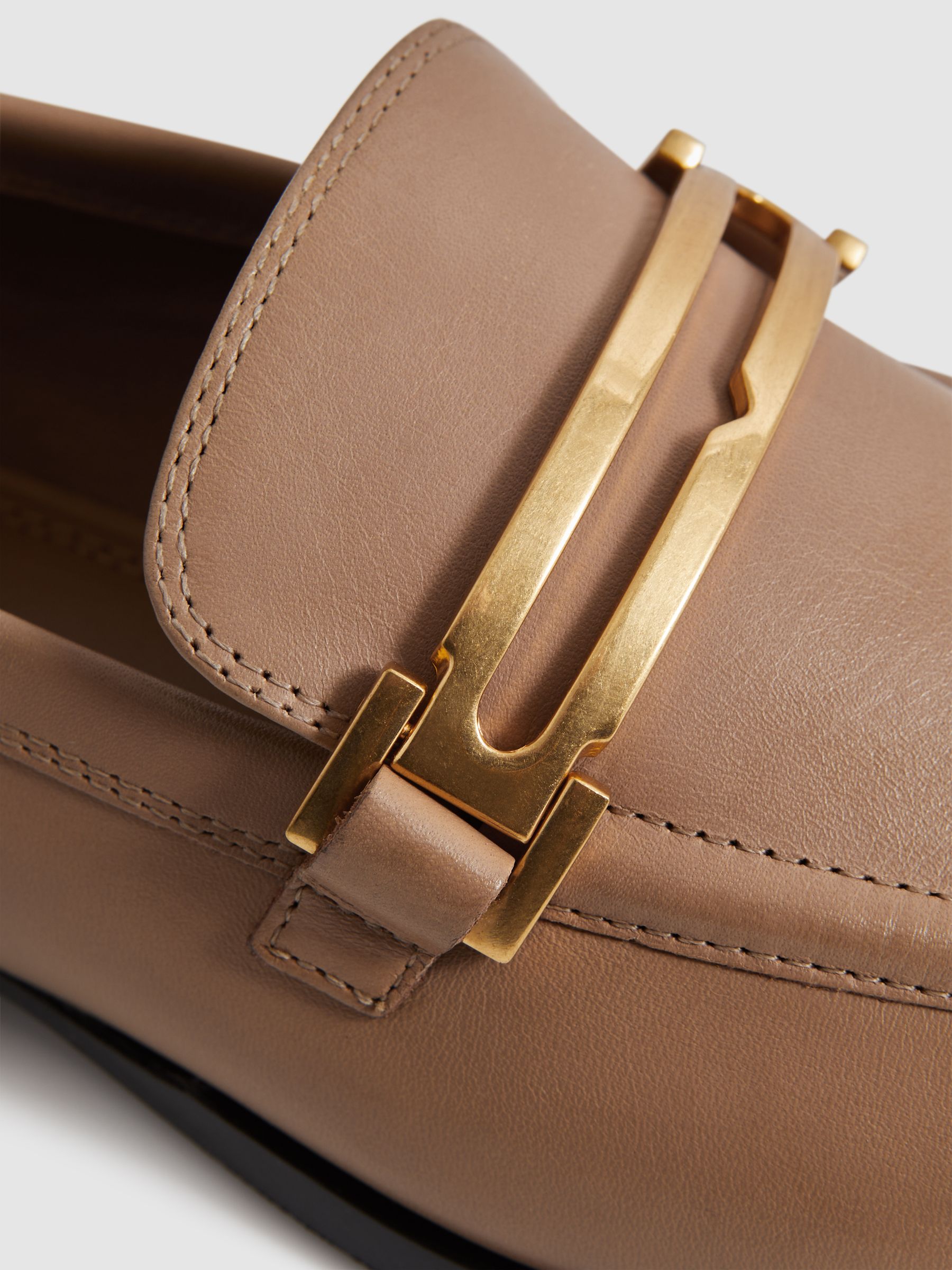 Leather Rounded Loafers in Nude