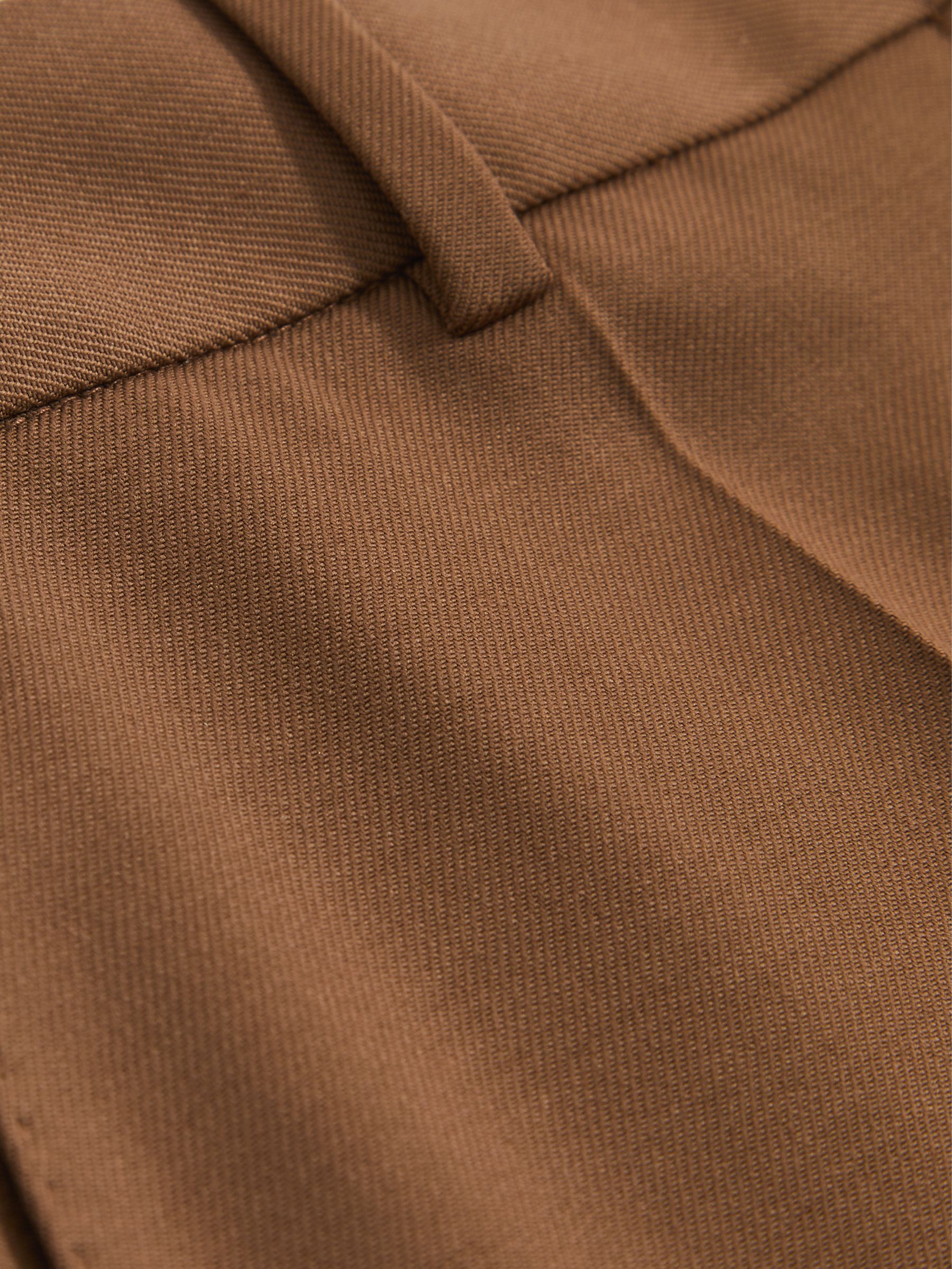 Wool-Blend Wide-Leg Suit Trousers in Tan
