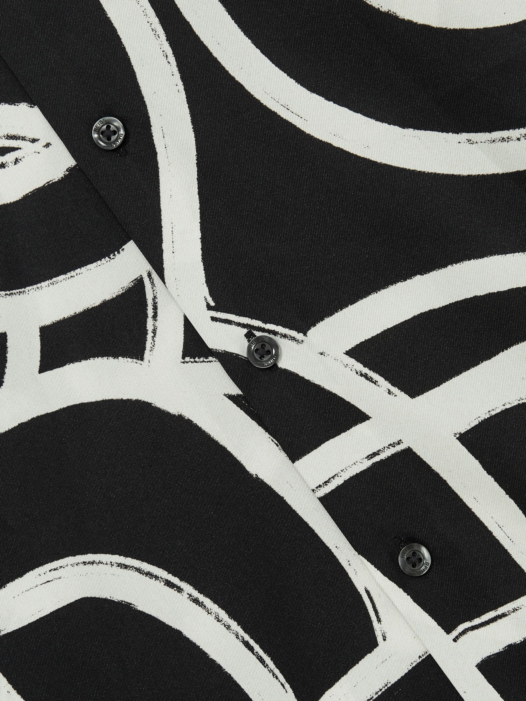 Abstract Painted Print Shirt in Black/White