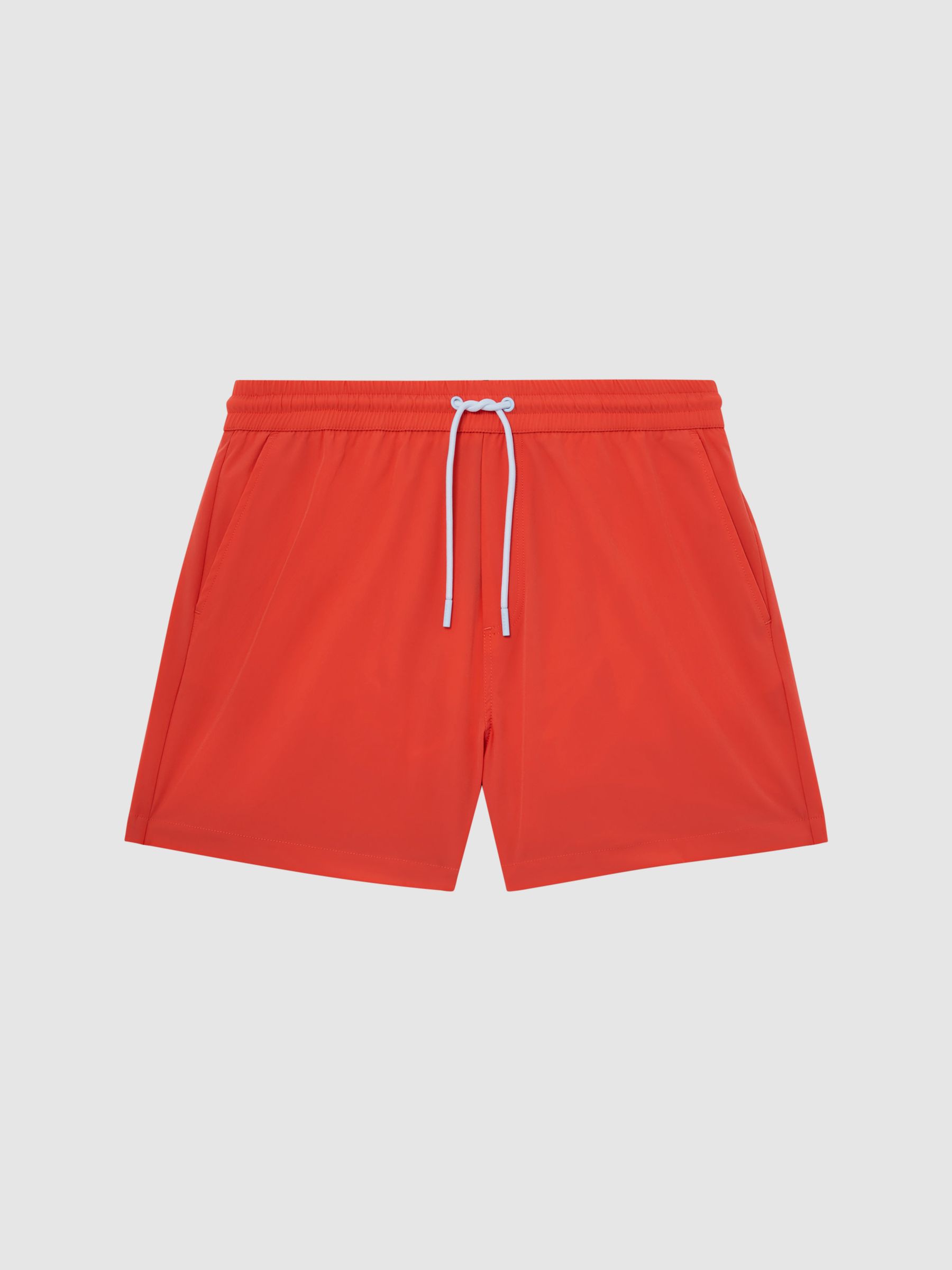 Plain Drawstring Swim Shorts in Bright Orange