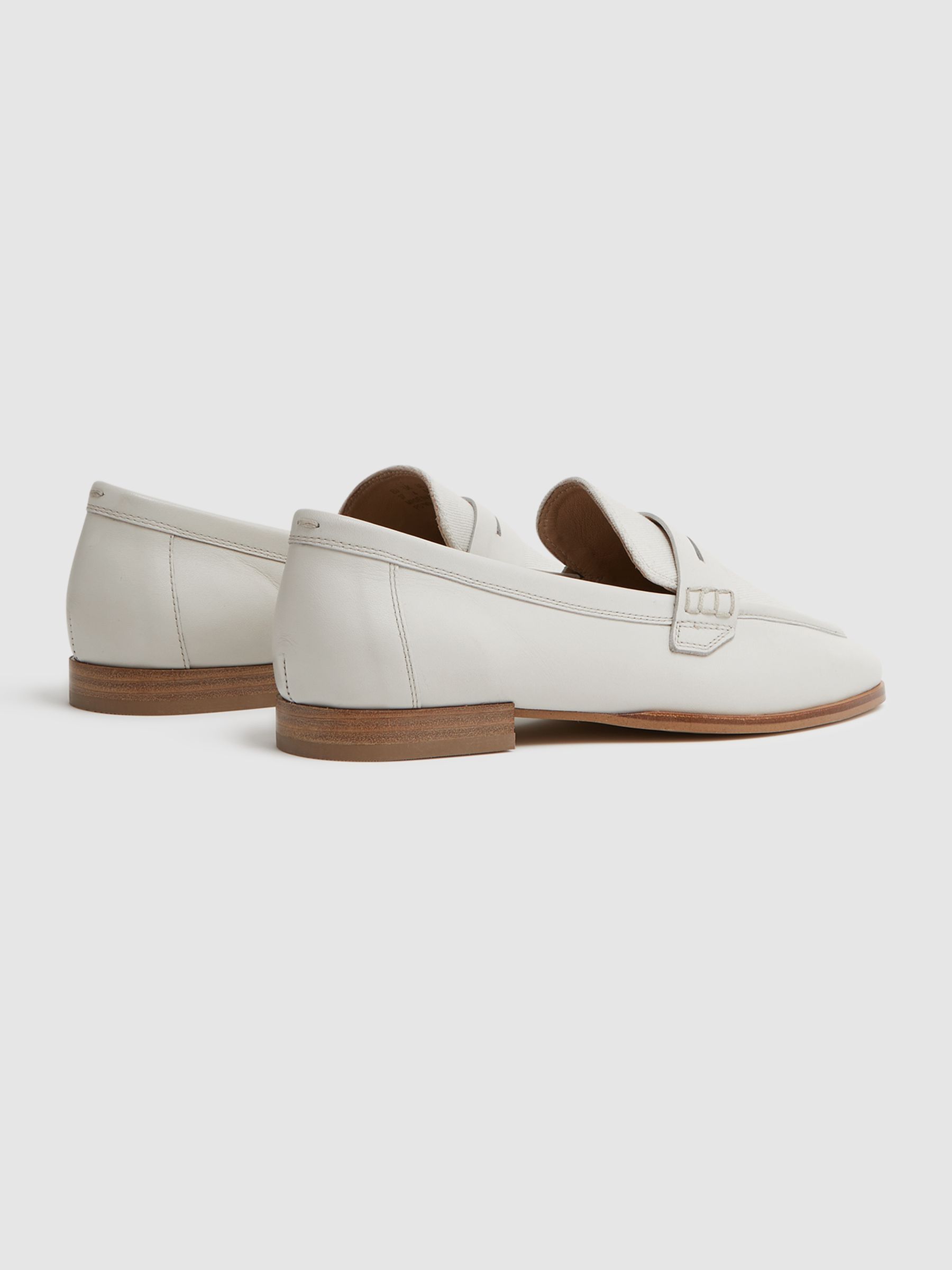 Leather-Cotton Loafers in Off White