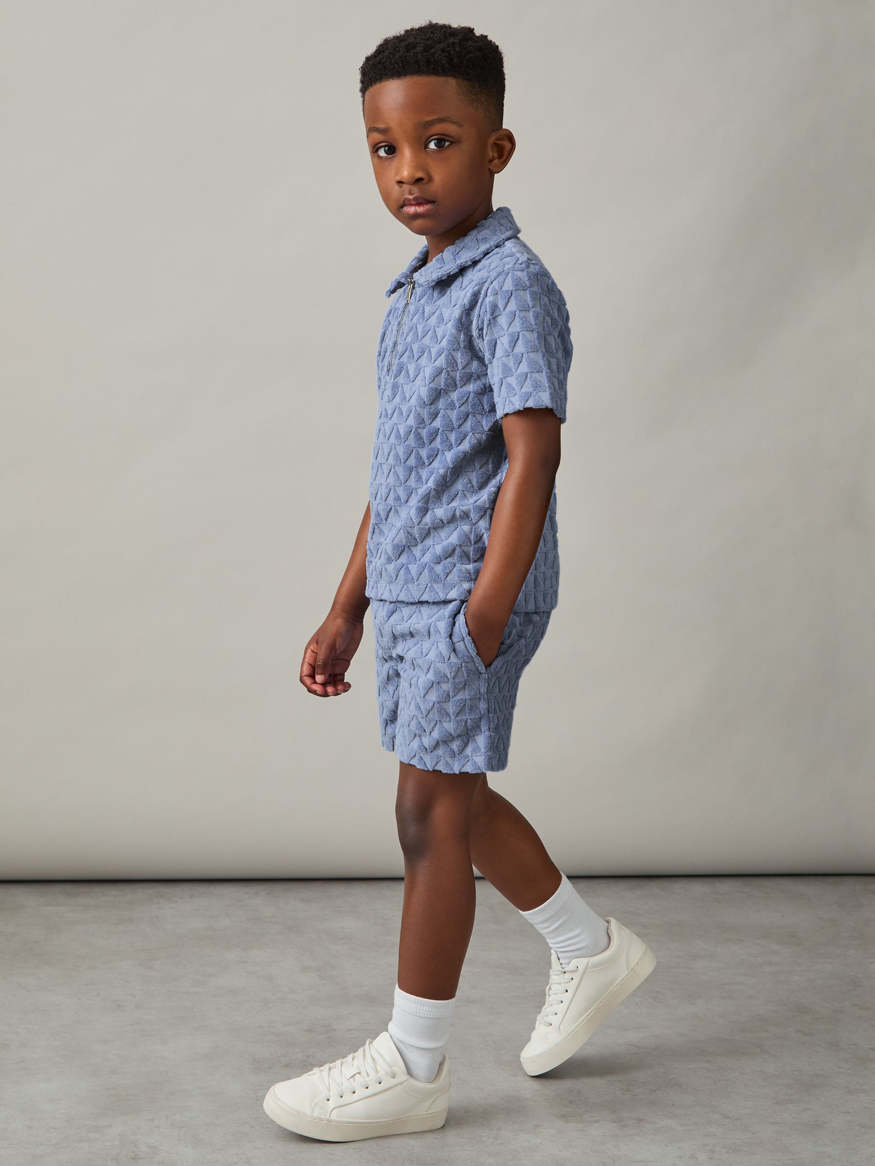 9-13 yrs Textured Towelling Shorts in Airforce Blue