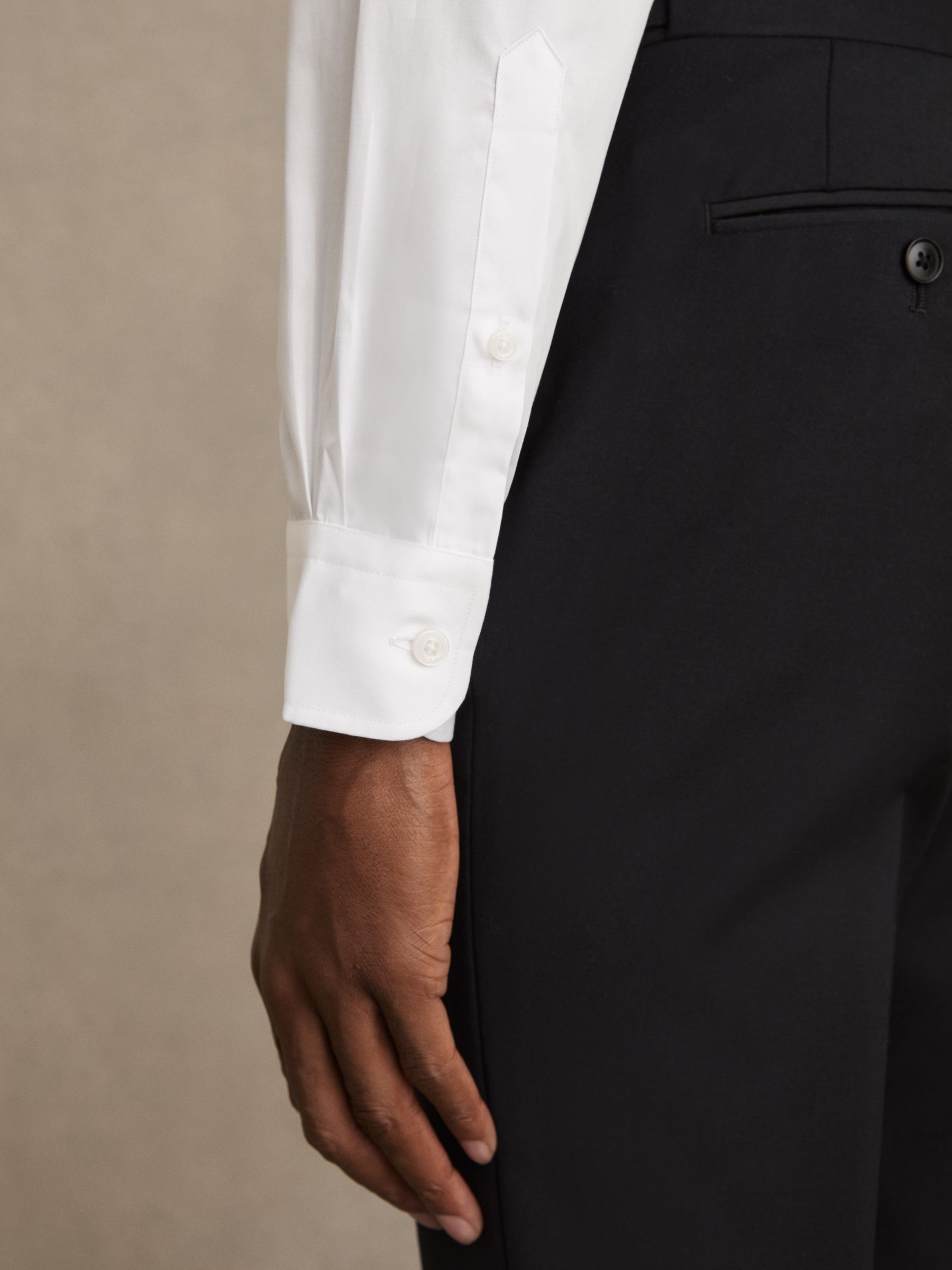 Regular Fit Cotton Sateen Striped Shirt in White