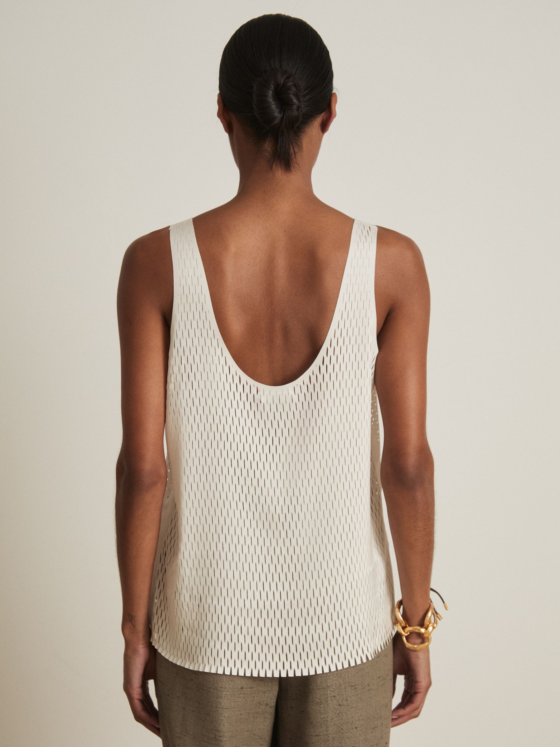 Atelier Laser-Cut Vest Top in Cream