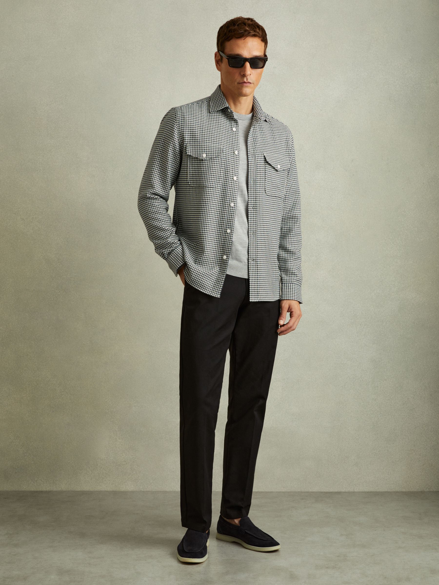 Houndstooth Overshirt in Black