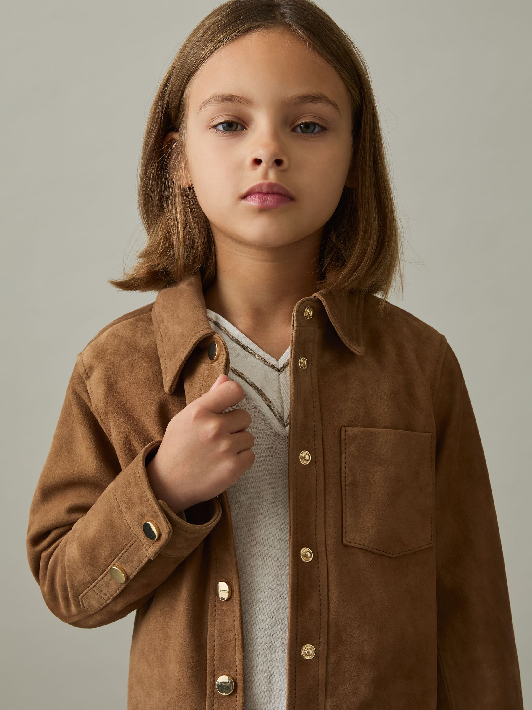 4-9 yrs Suede Cropped Jacket in Tan