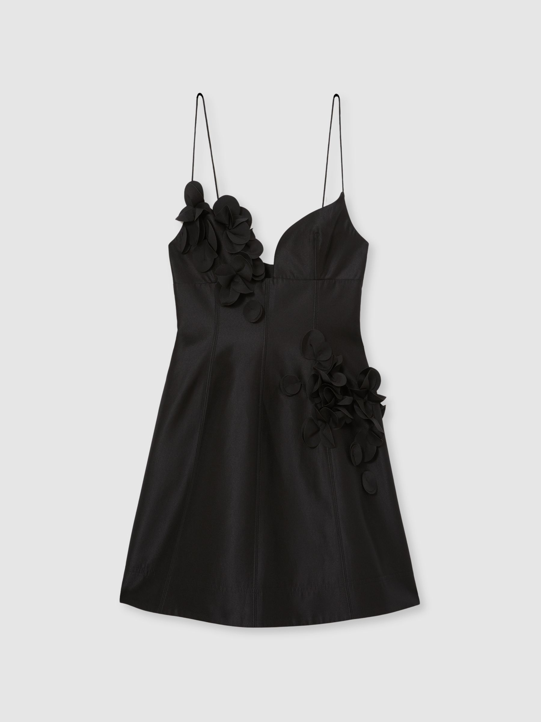 Acler Petal Detail Fitted Mini Black Dress in Black