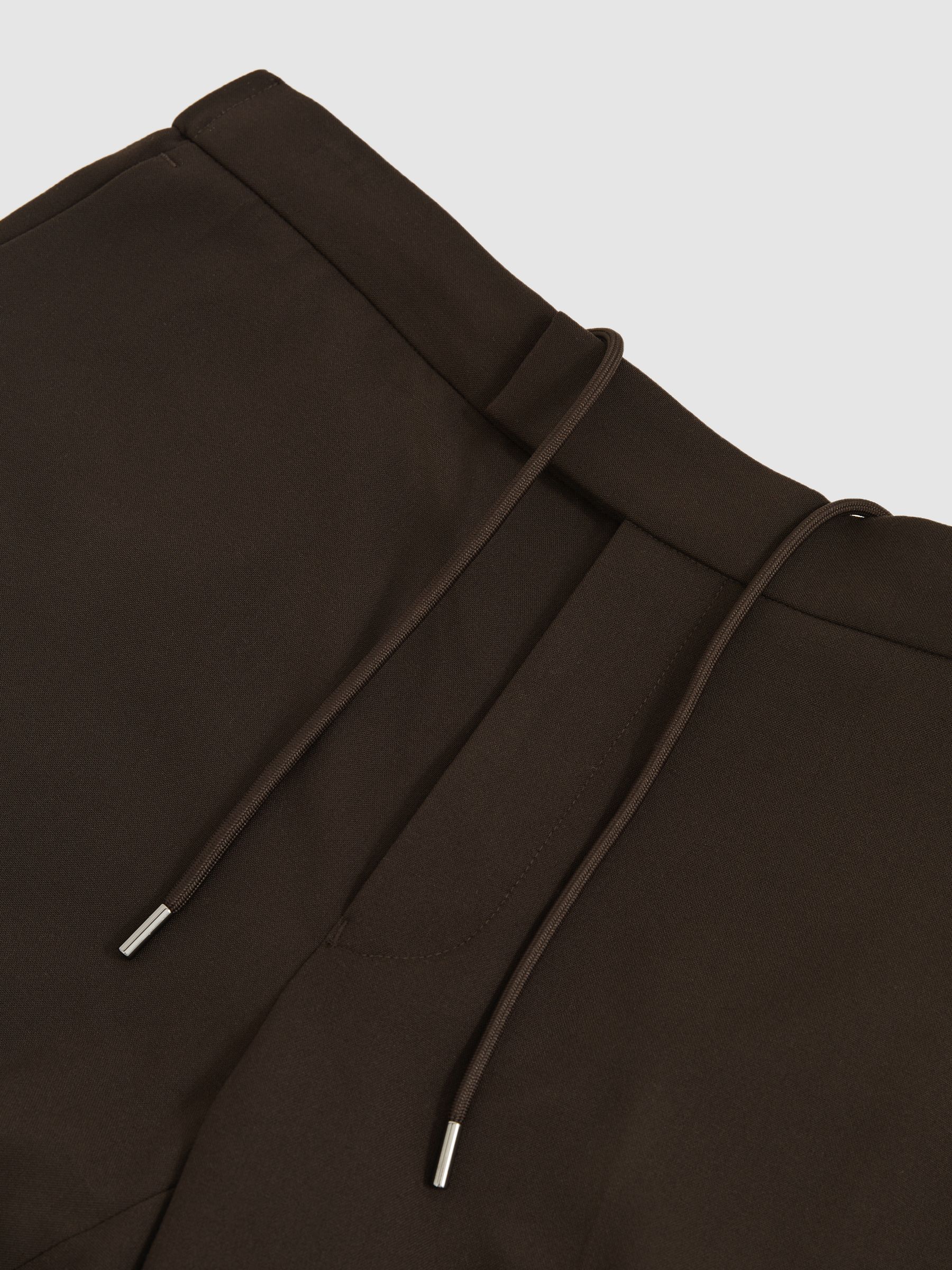 Stretch Slim Fit Drawstring Trousers in Brown
