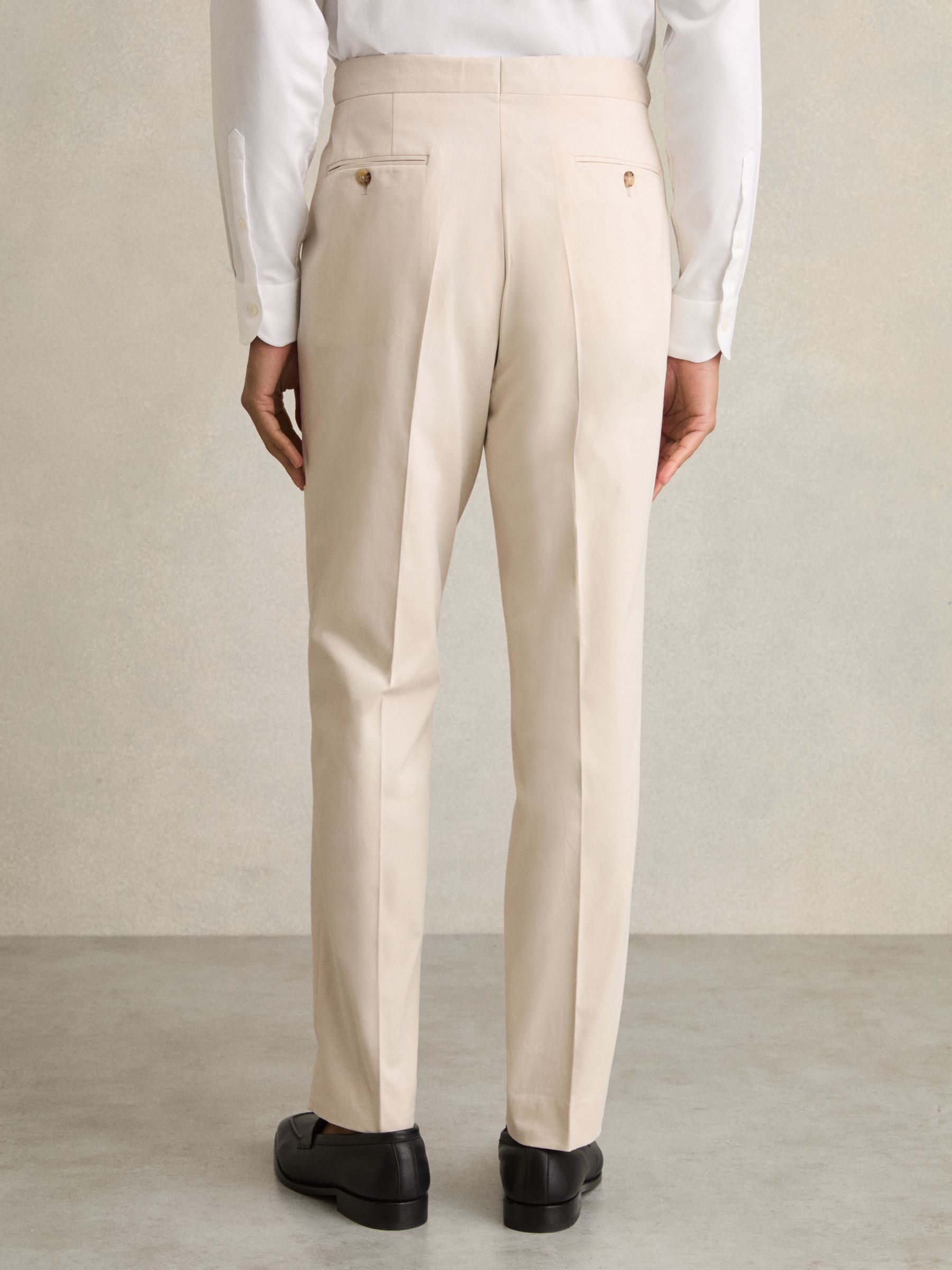 Cotton Slim-Fit Suit Trousers With Stretch in Stone