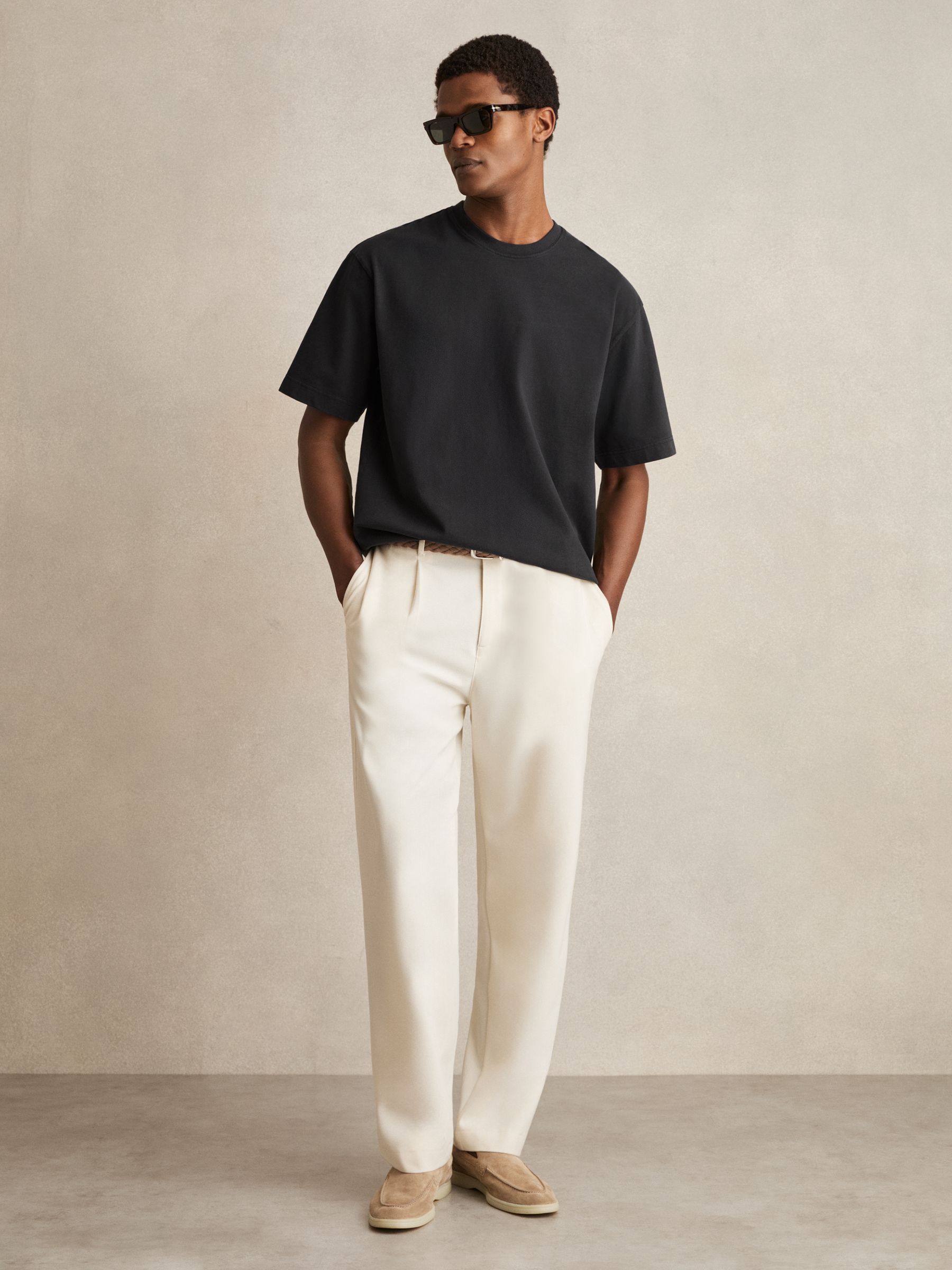 Cotton Garment-Dyed Oversize T-Shirt in Washed Black