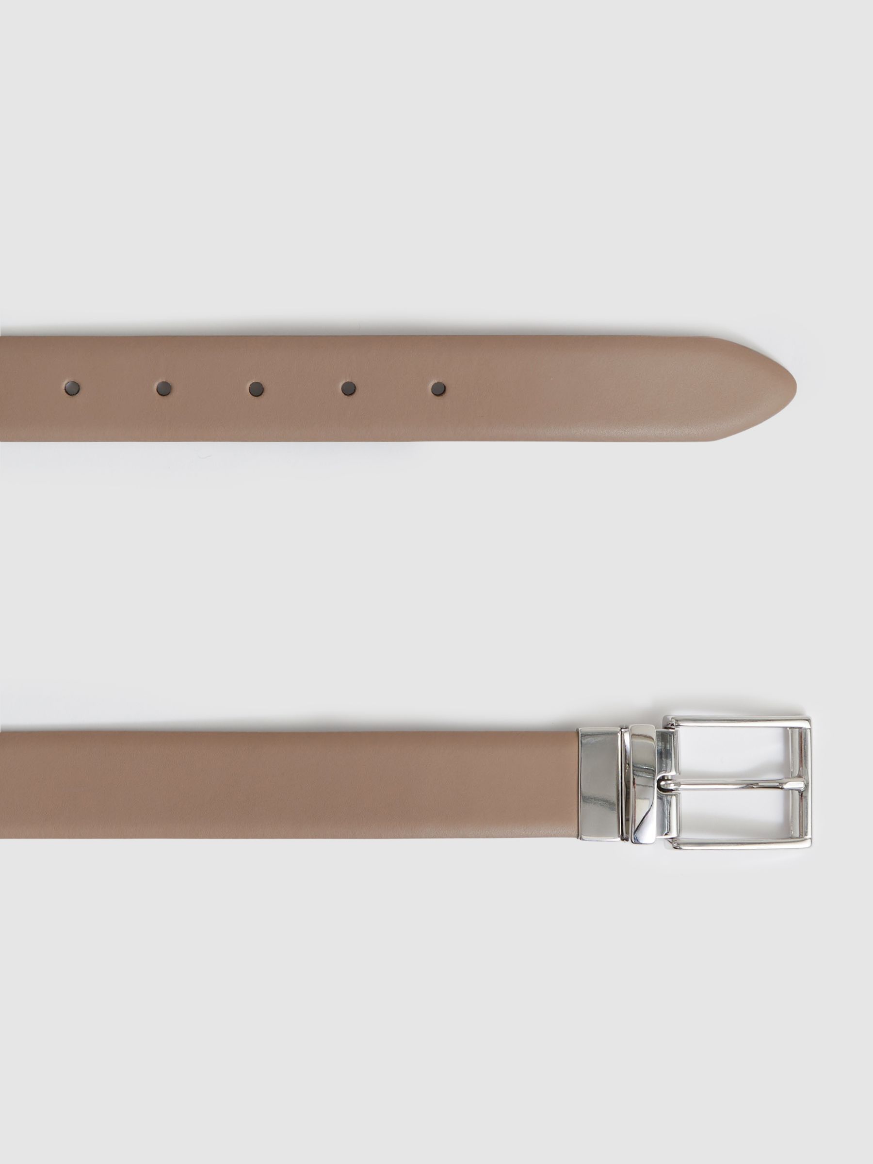 Reversible Leather Belt in Dark Stone/Navy