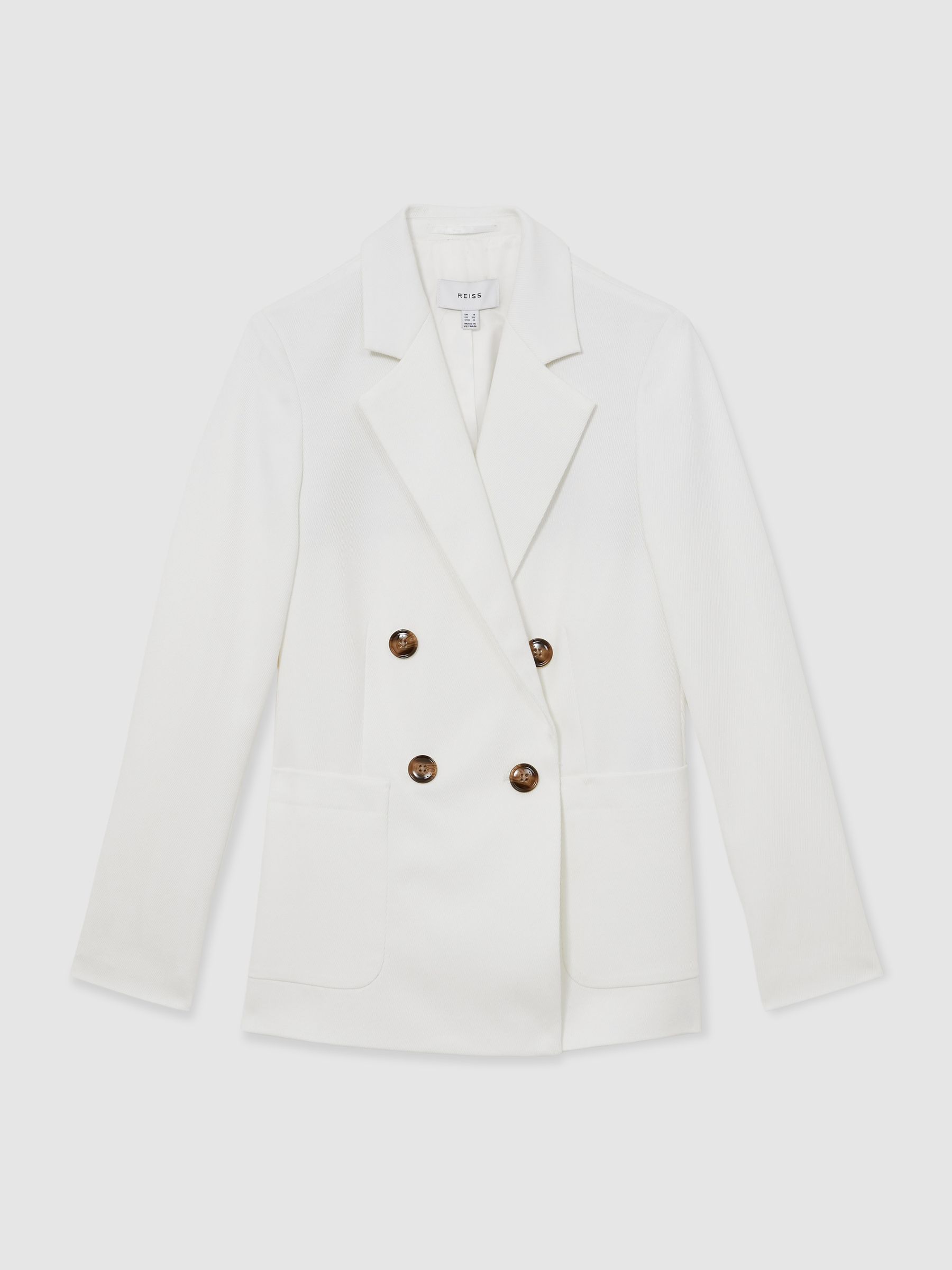 Double-Breasted Notch-Lapel Blazer in White