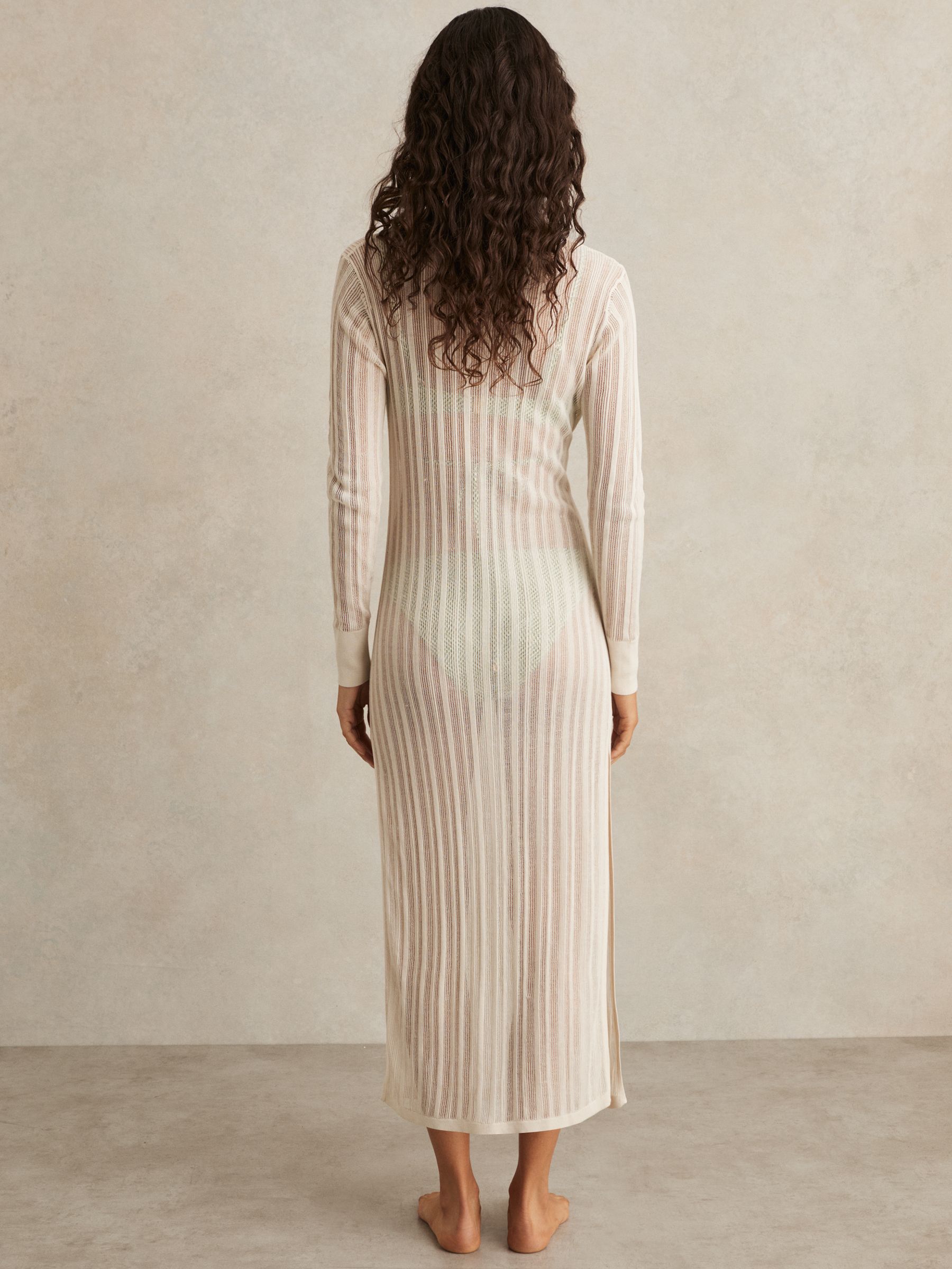 Knitted Beach Cover-Up Dress in Cream