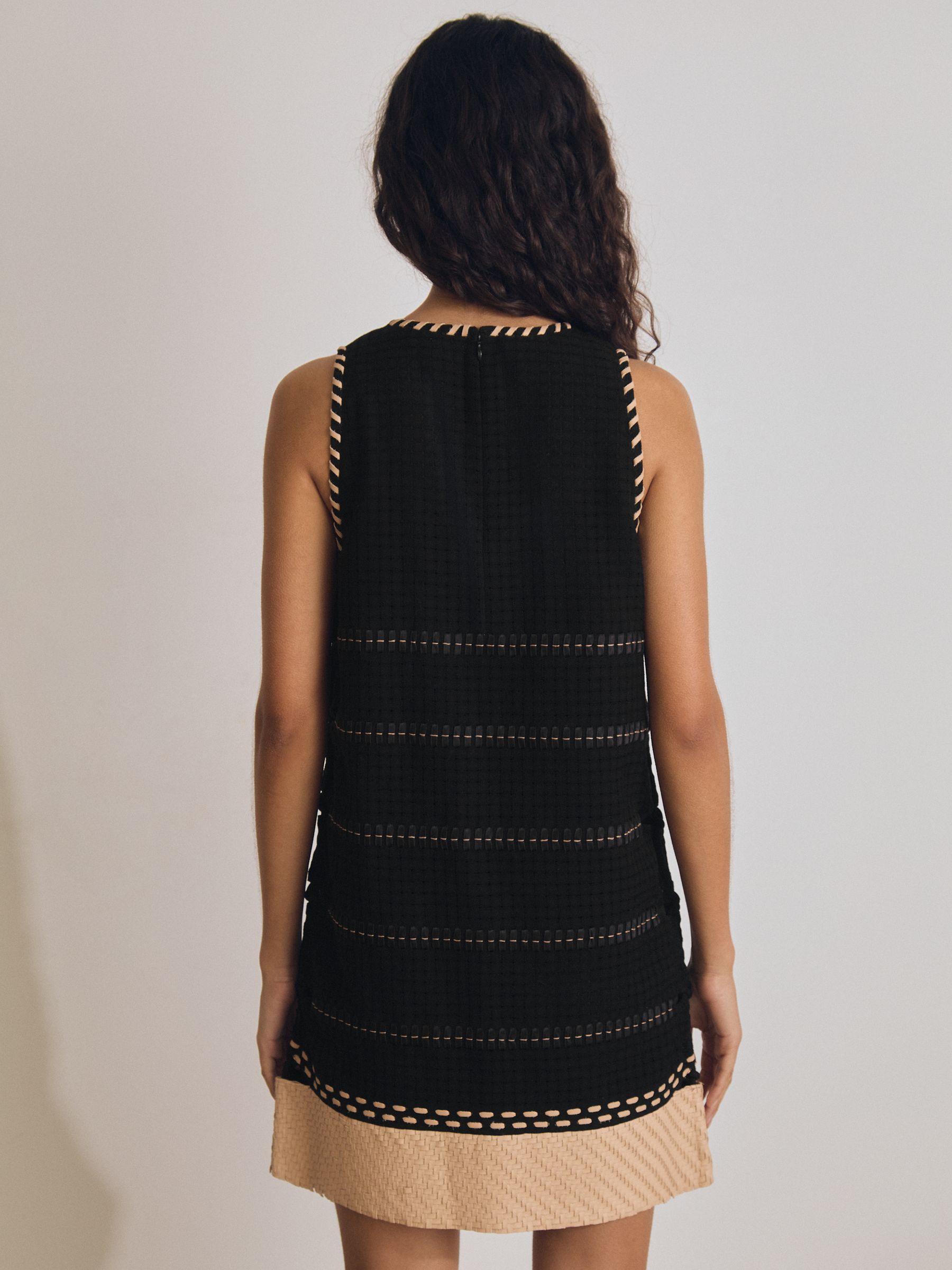 Atelier Cotton Whipstitch Mini Dress in Black