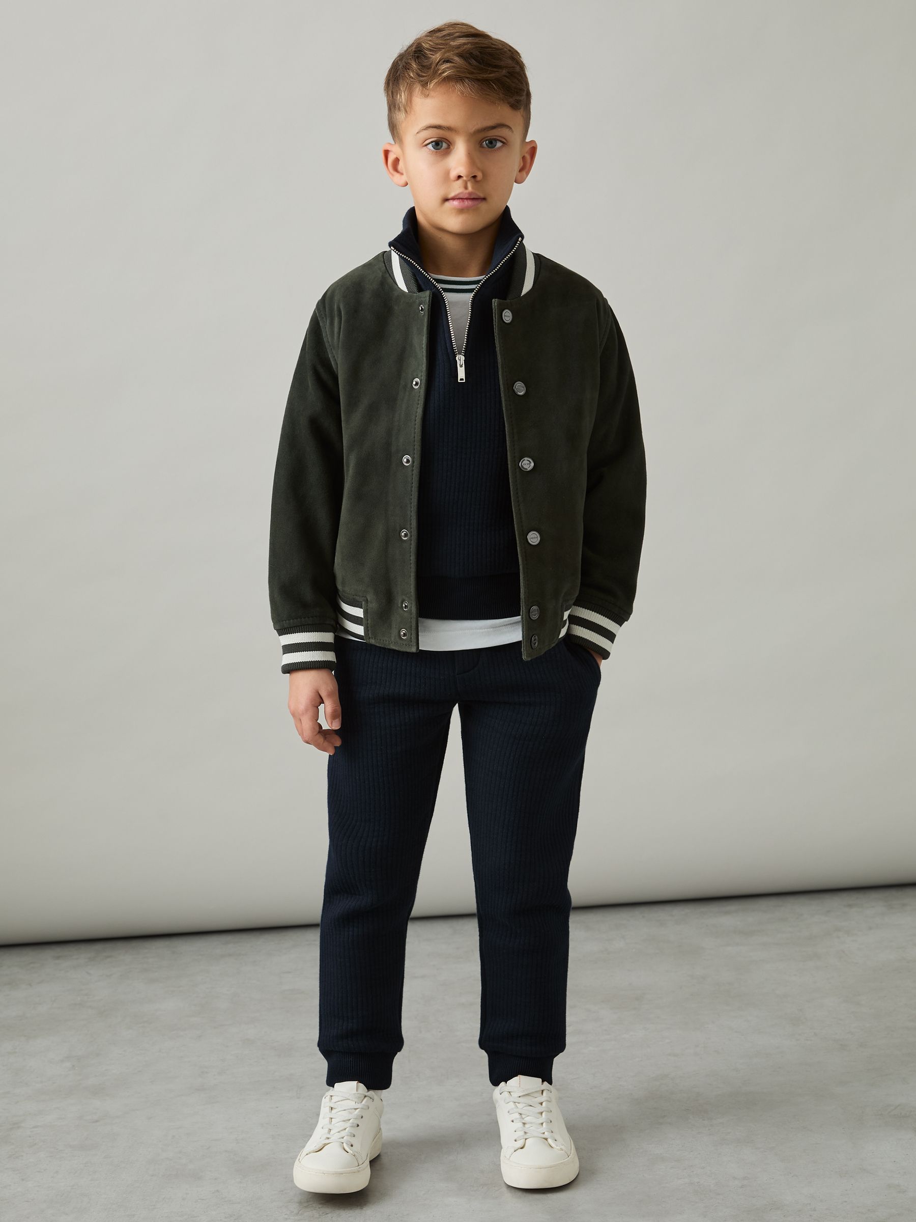 9-13 yrs Cotton-Blend Ribbed Drawstring Joggers in Navy