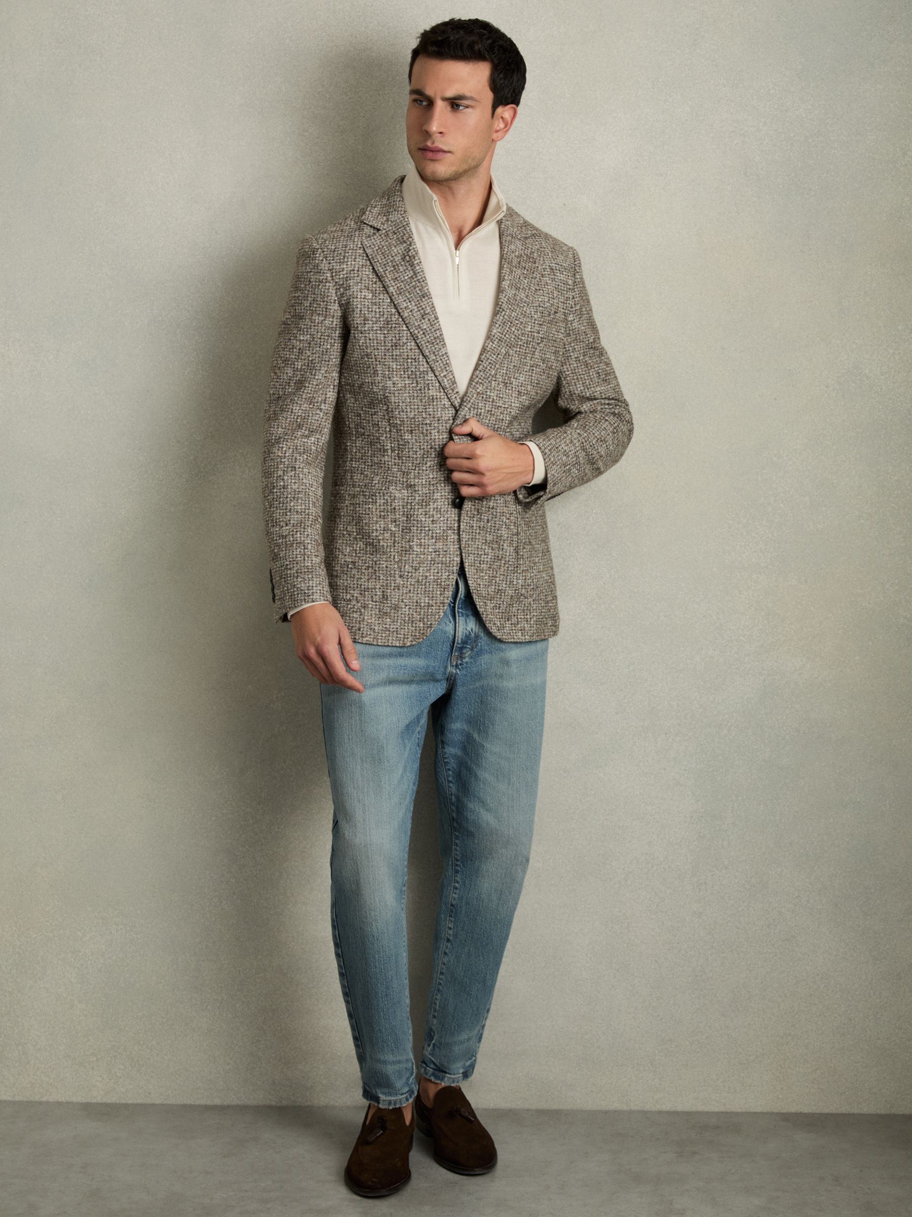 Merino Wool Half-Zip Jumper in Snow White