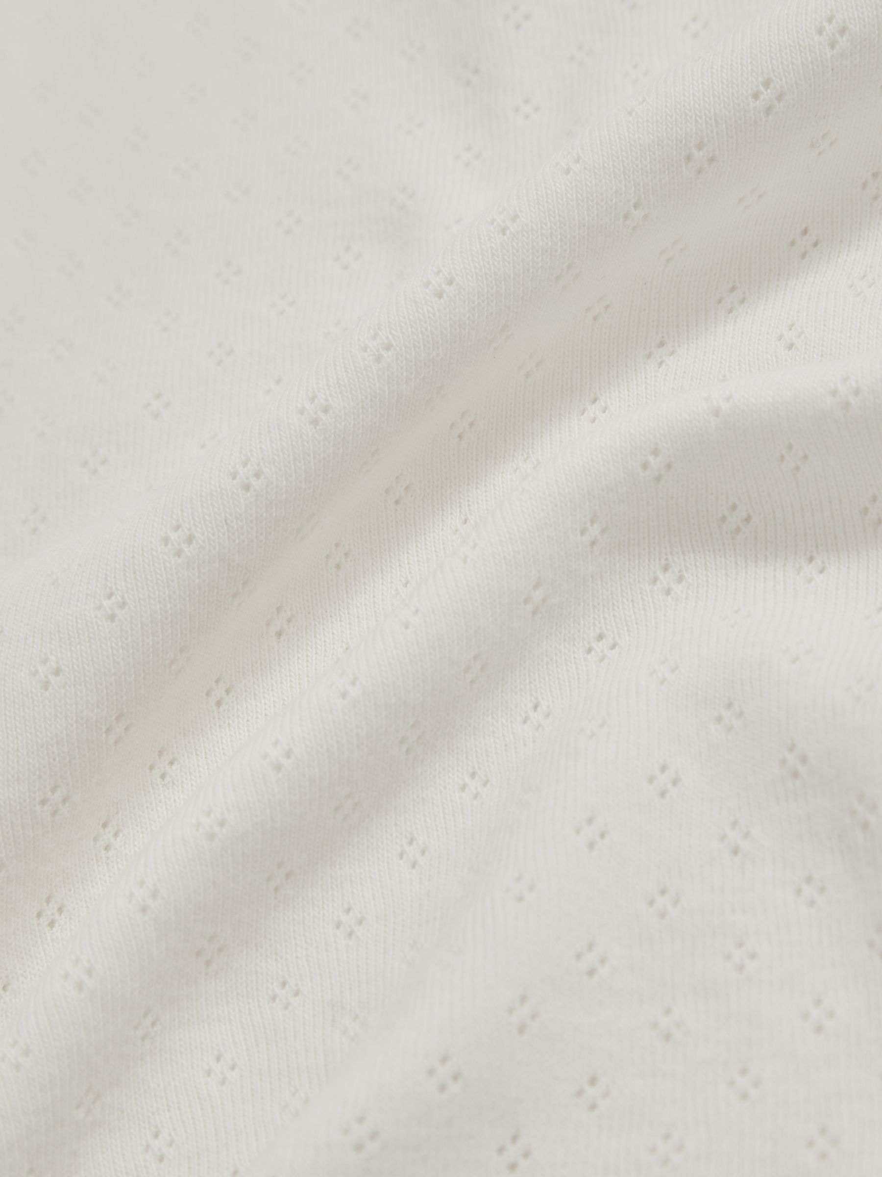 3-9 yrs Cotton Pointelle Long-Sleeve Top in White