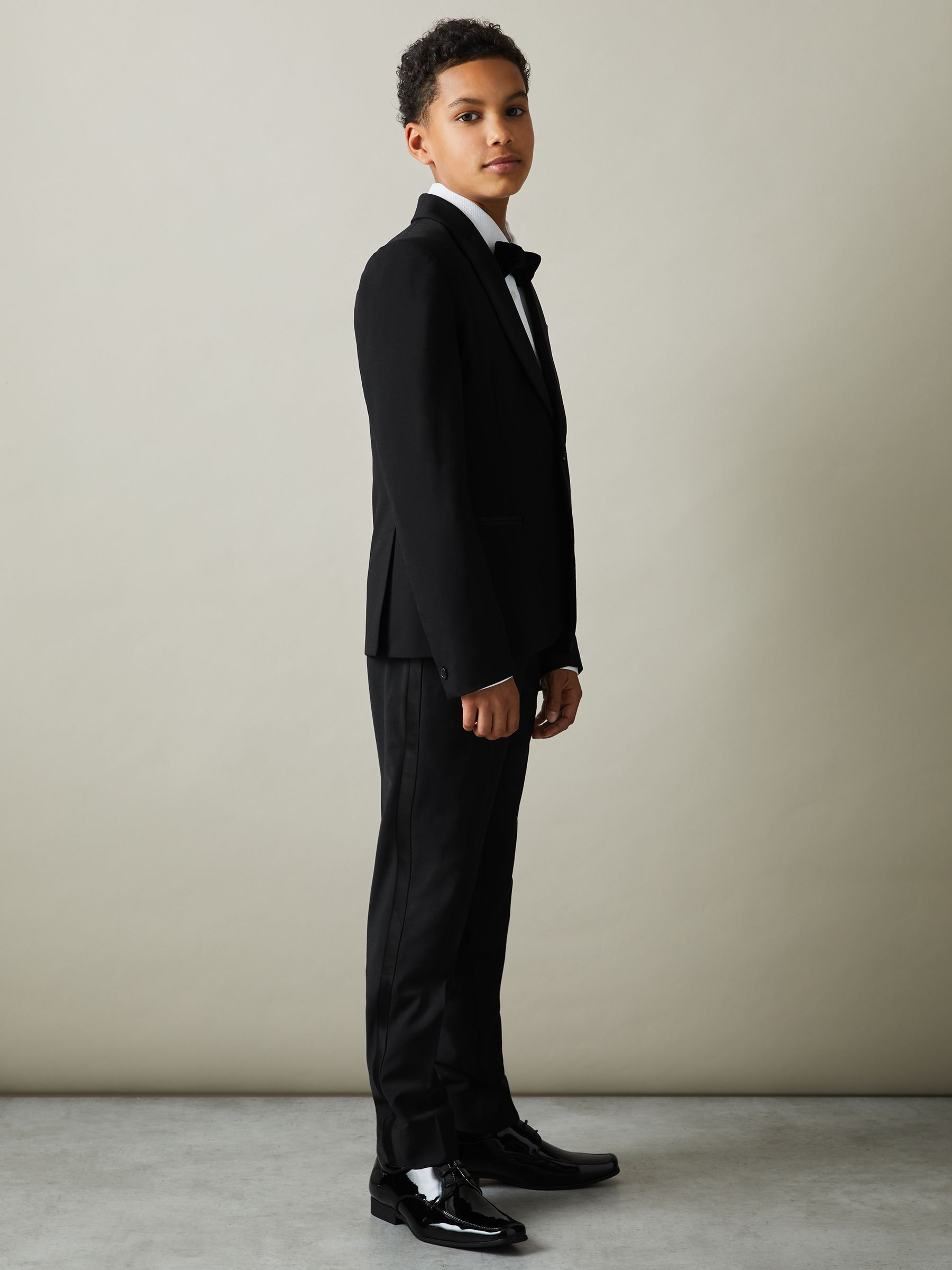 3-9 yrs Tuxedo Satin Single Breasted Blazer in Black