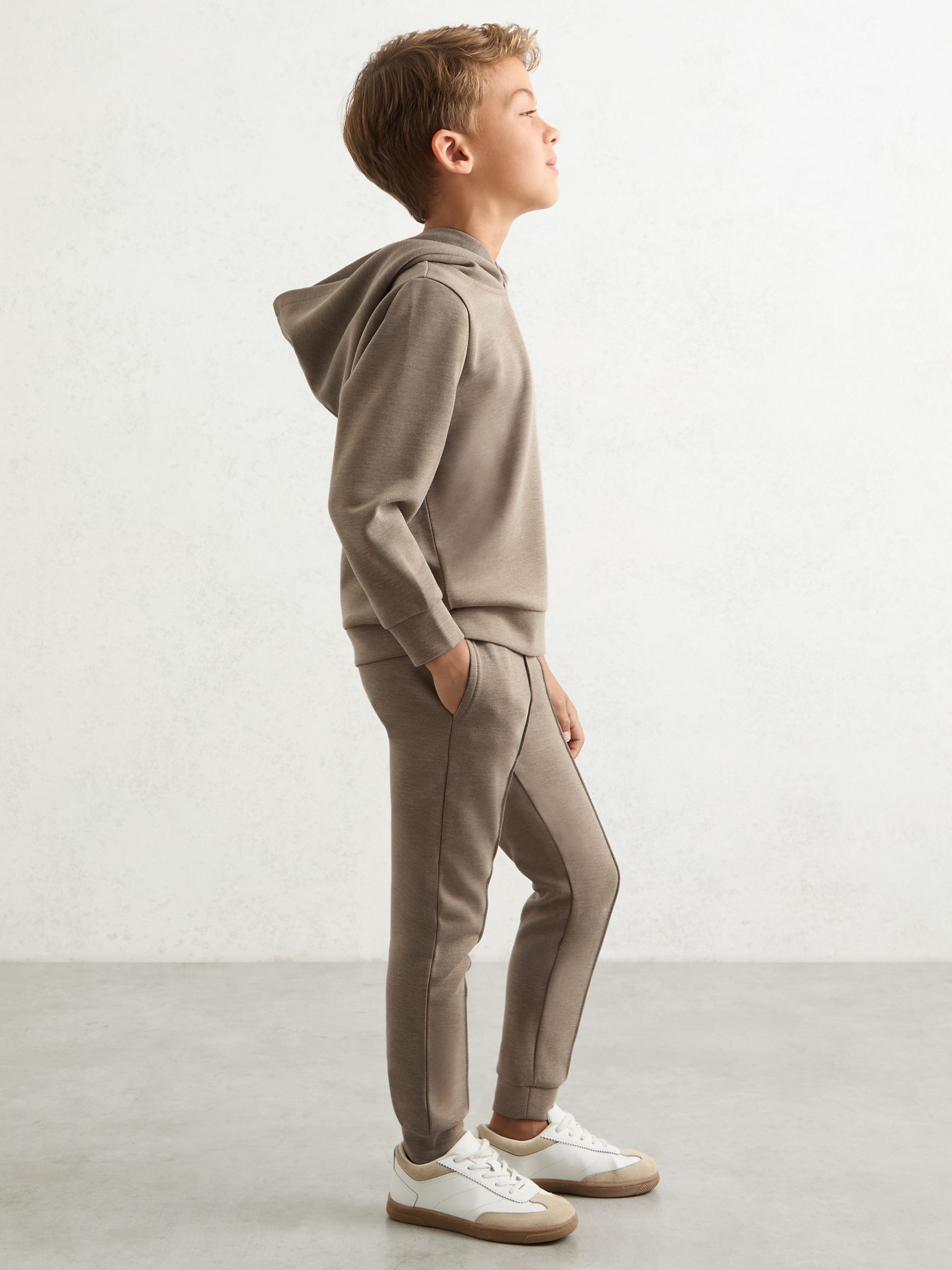 3-9 yrs Interlock Jersey Hoodie in Taupe Brown