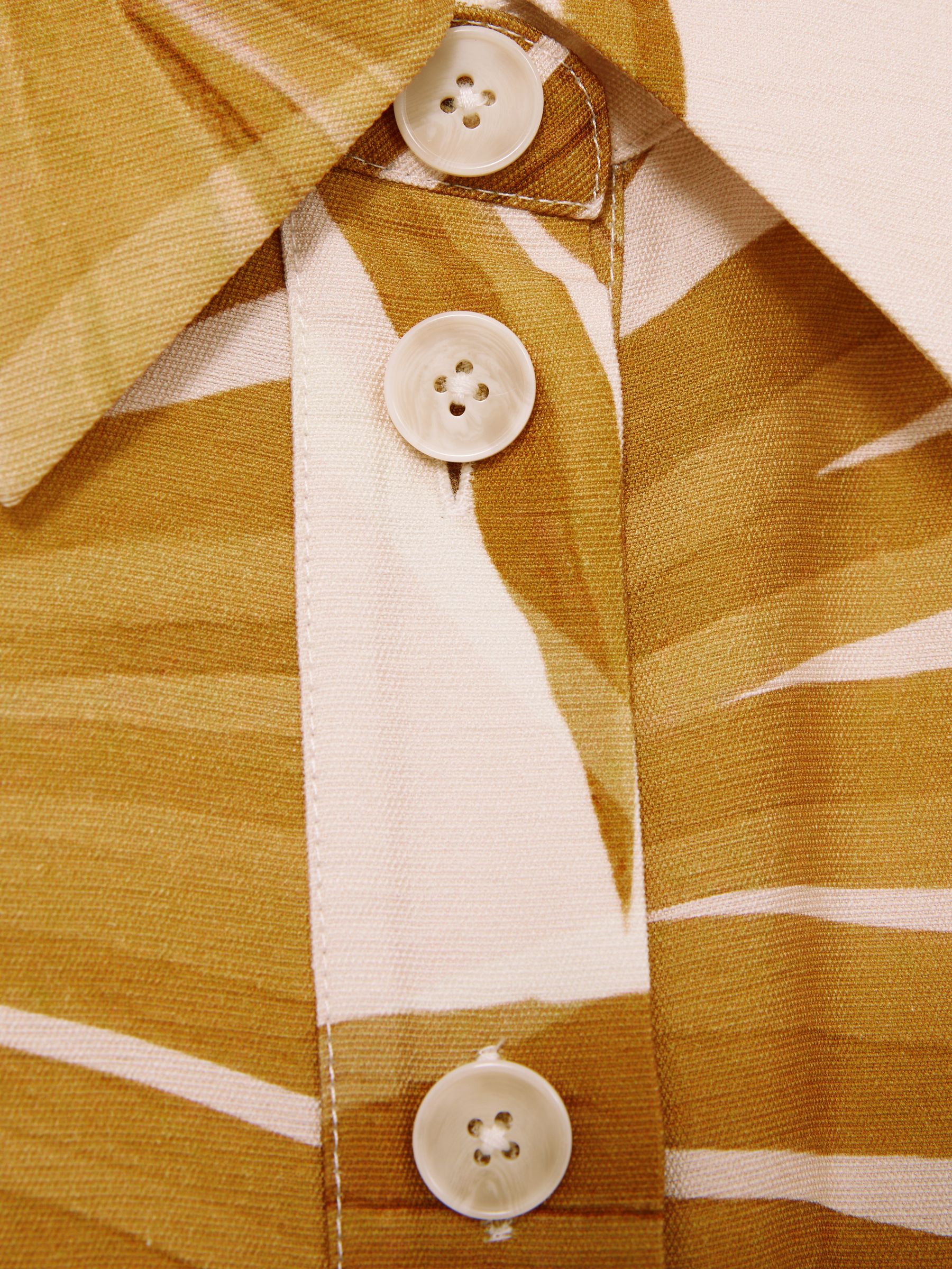 Palm Print Belted Playsuit in Neutral