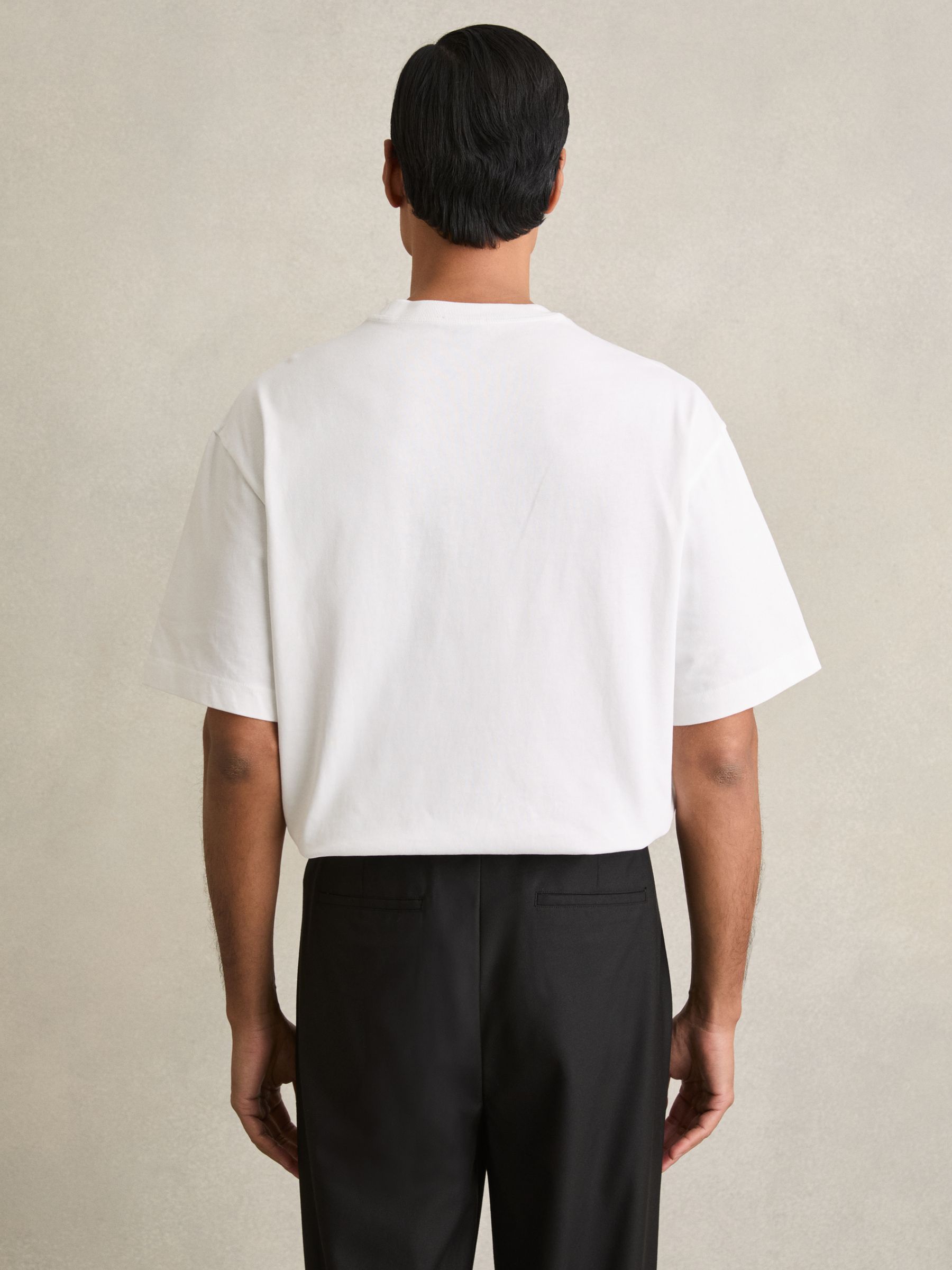 Cotton Garment-Dyed Oversized T-Shirt in White