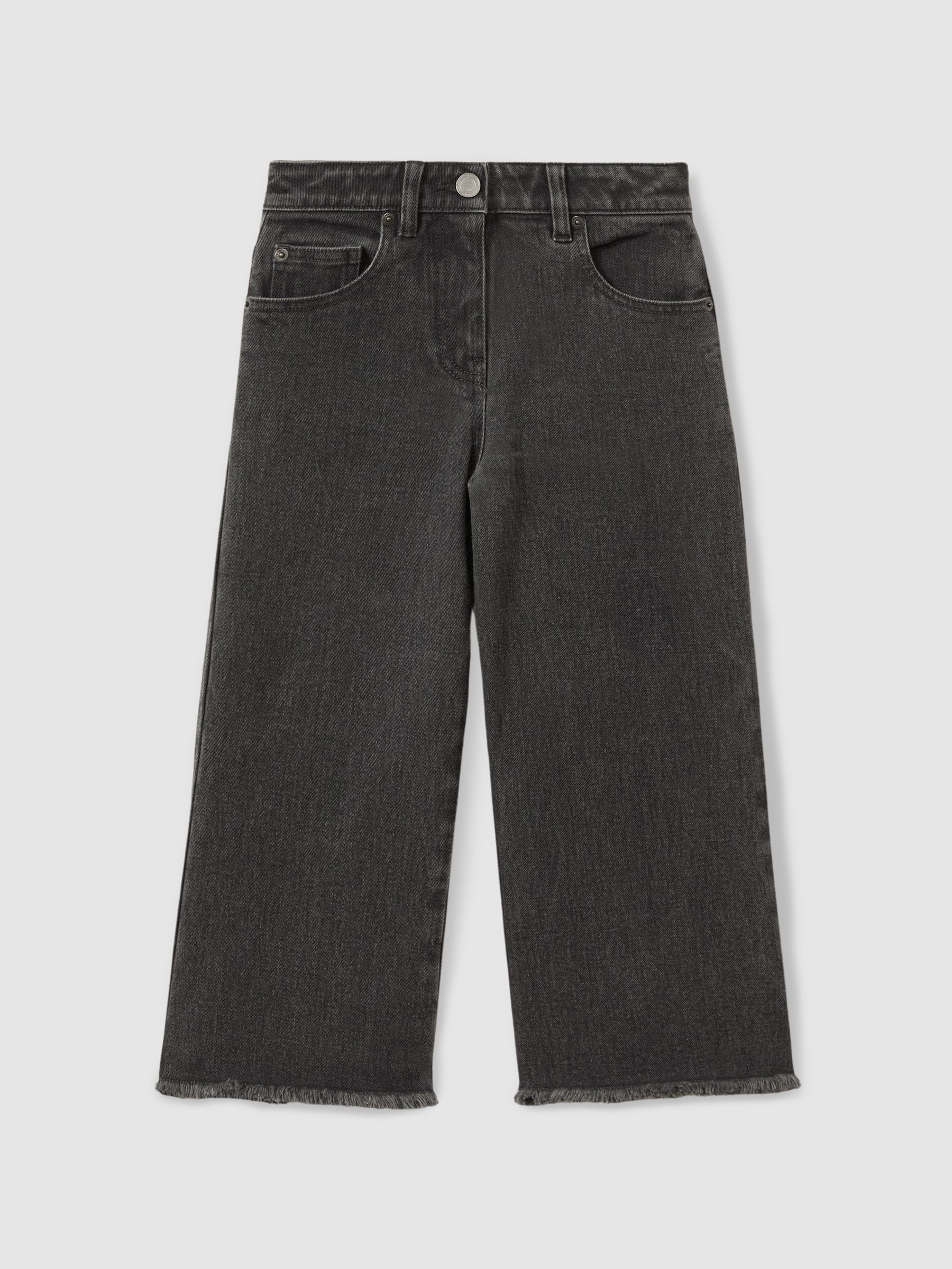 4-9 yrs Wide Leg Frayed Jeans in Grey