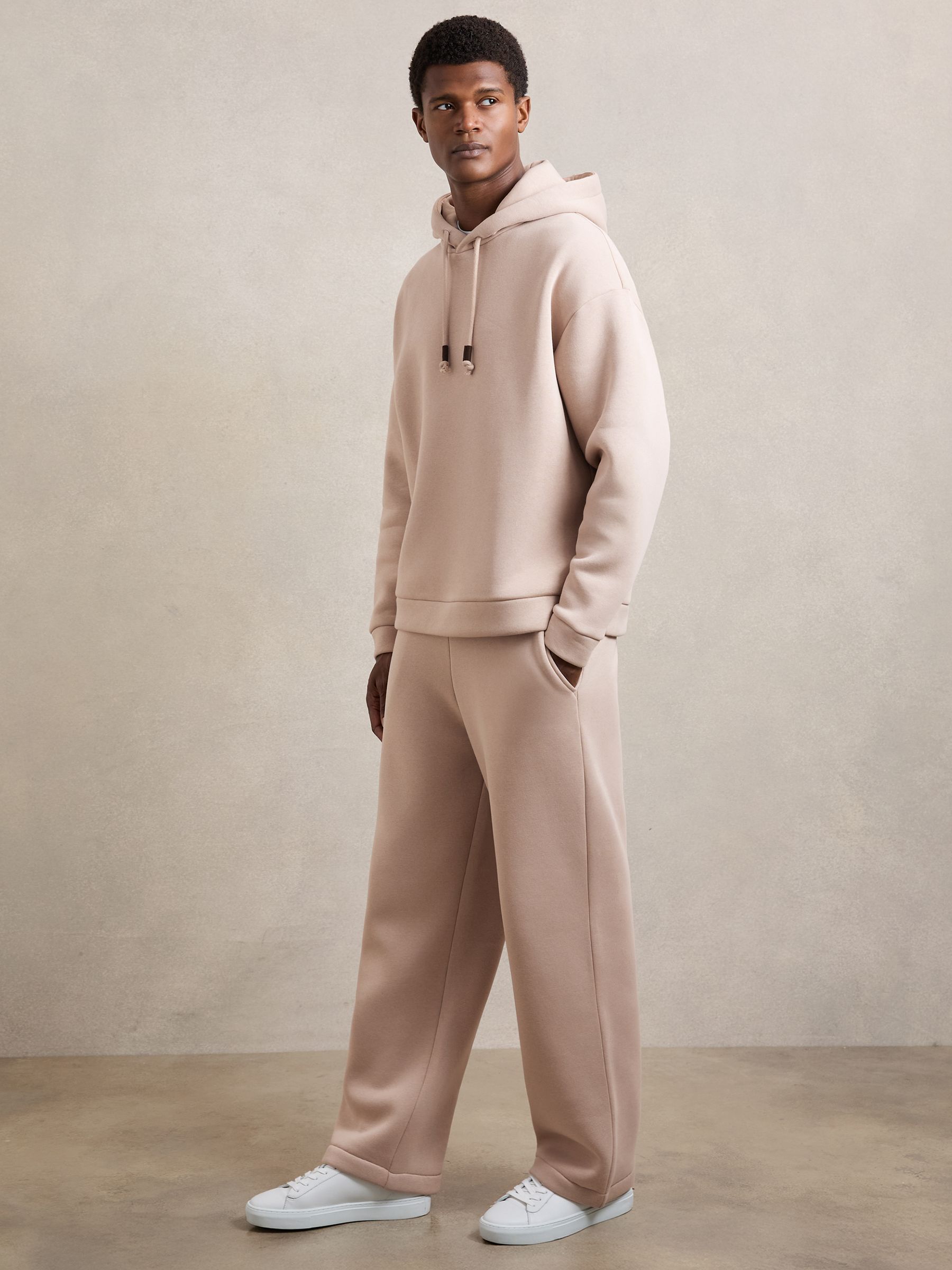 Cotton-Blend Fleece-Back Joggers in Pink