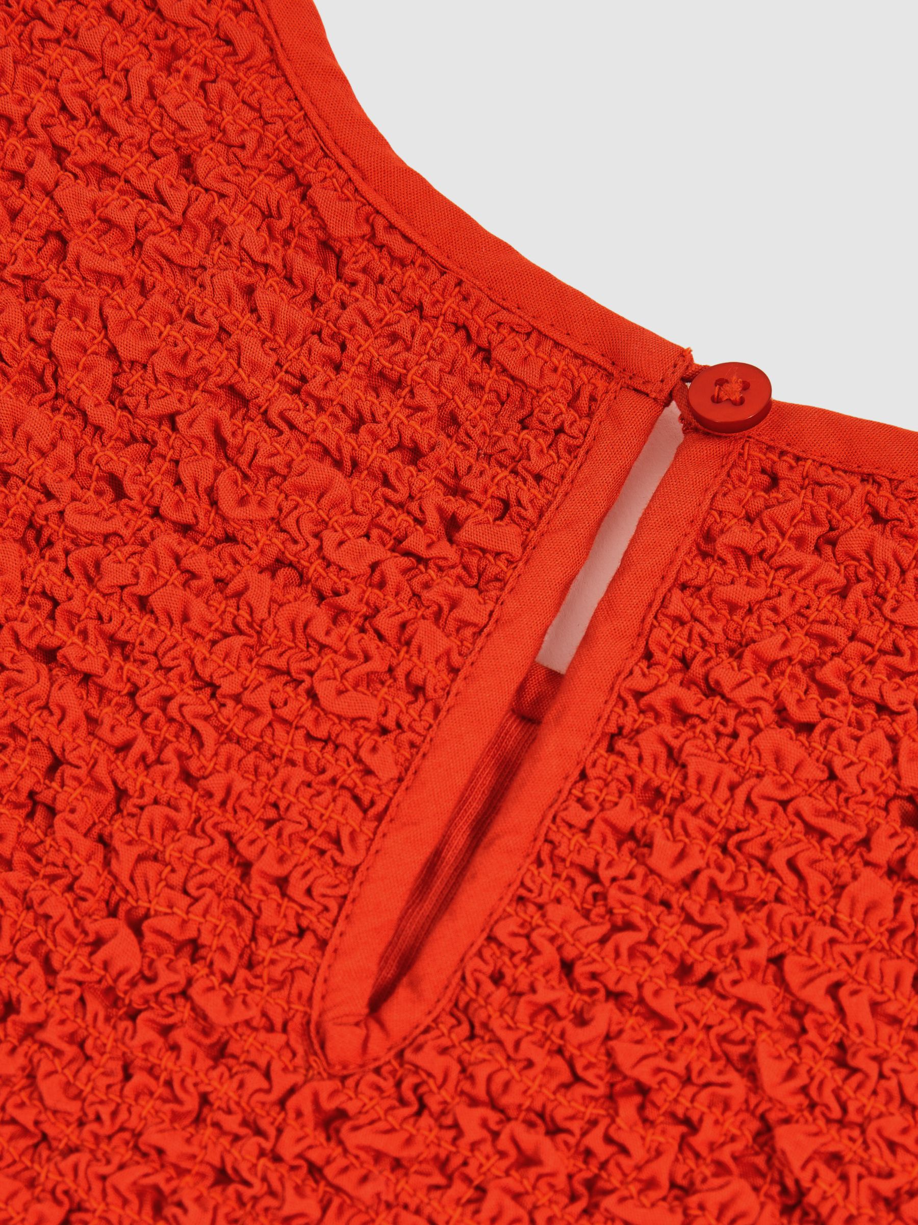 9-13 yrs Cotton Shirred-Bodice Dress in Red