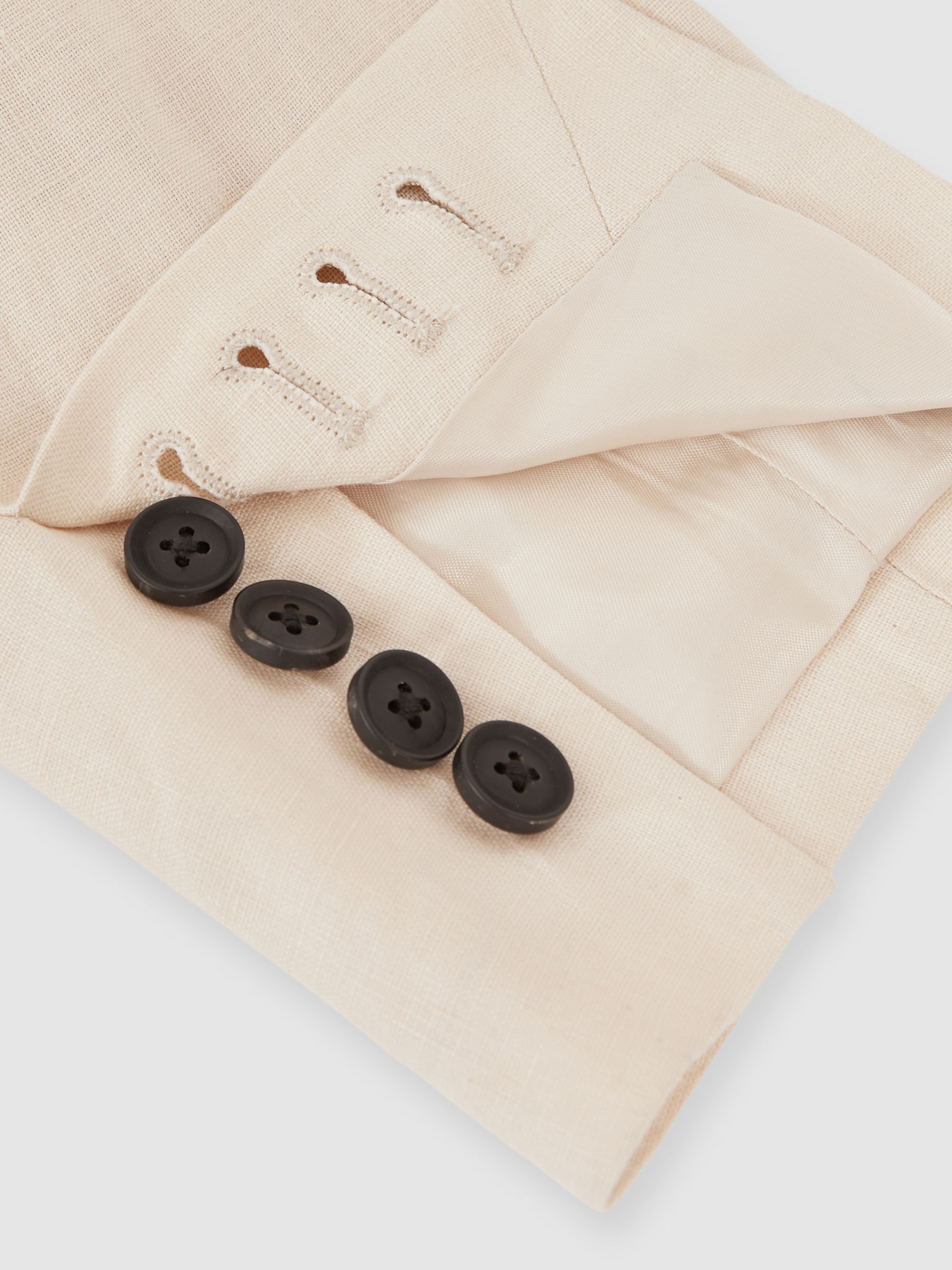 Linen Double-Breasted Suit Slim-Fit Blazer in Stone