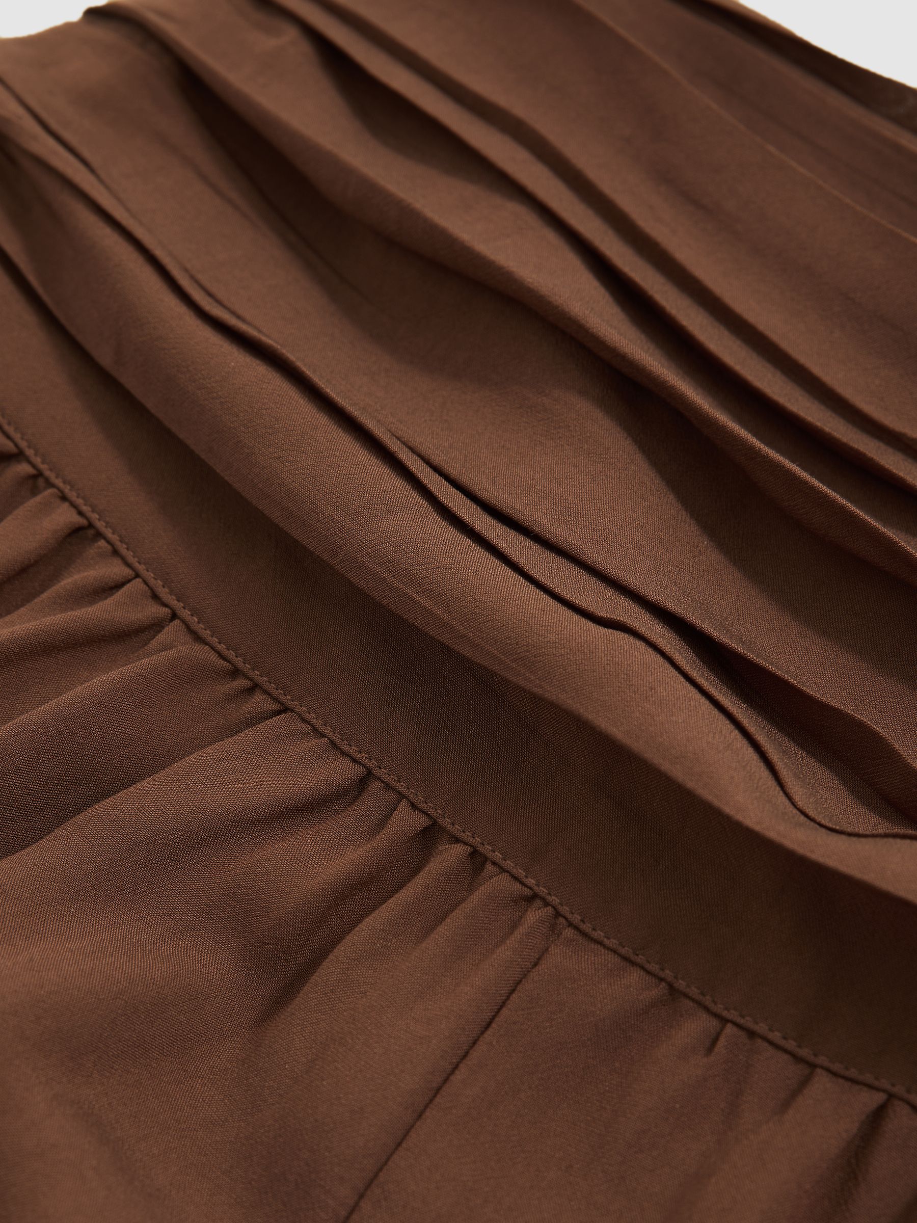 Lyocell Blend Wide Leg Trousers in Brown