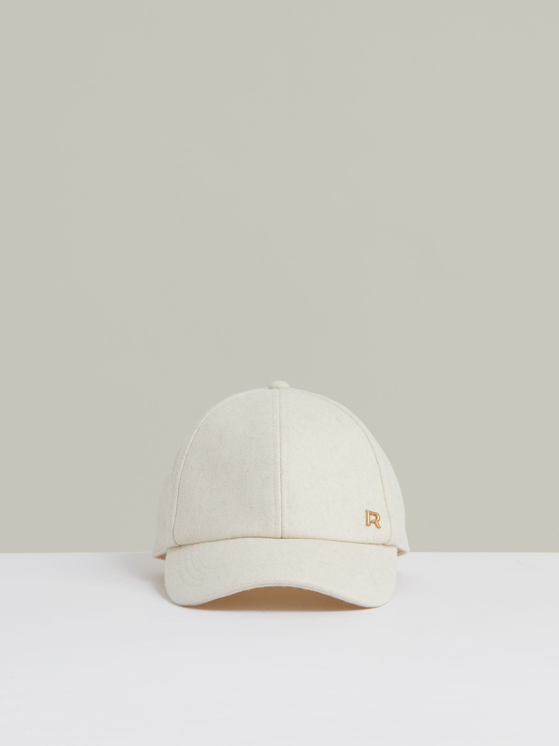 Wool-Blend Flannel Baseball Cap in Cream