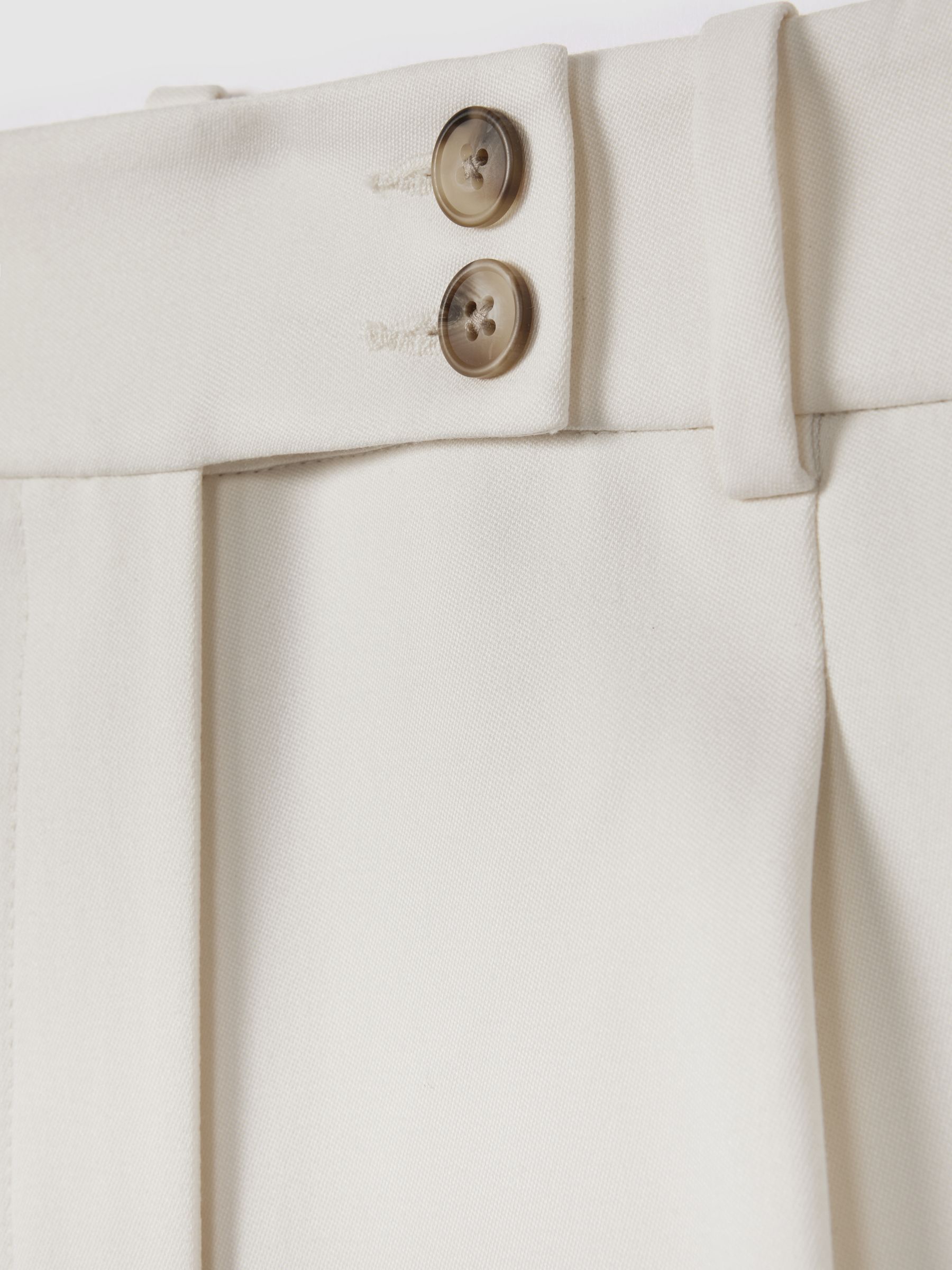 Front Pleat Tailored Shorts in Cream