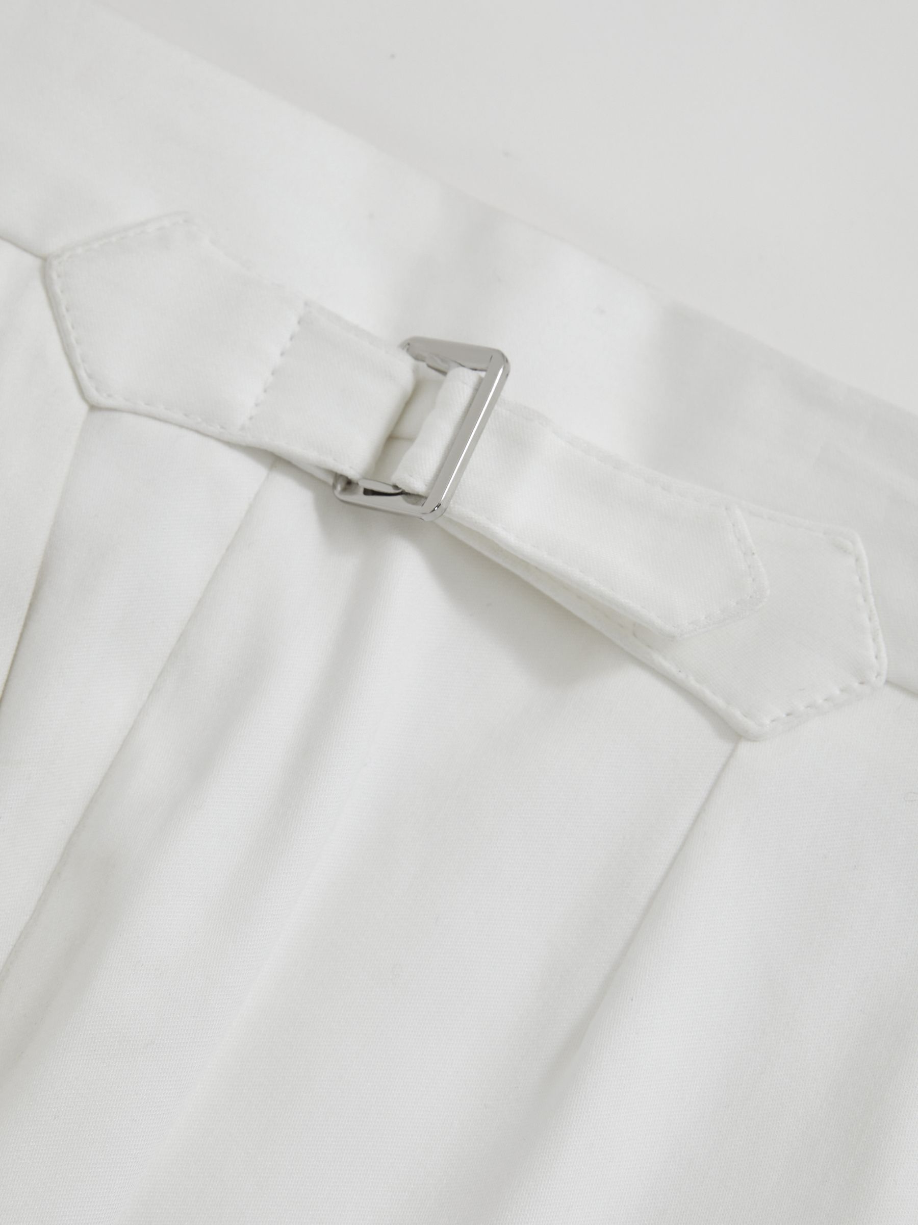 Cotton-Blend Tapered Trousers in White