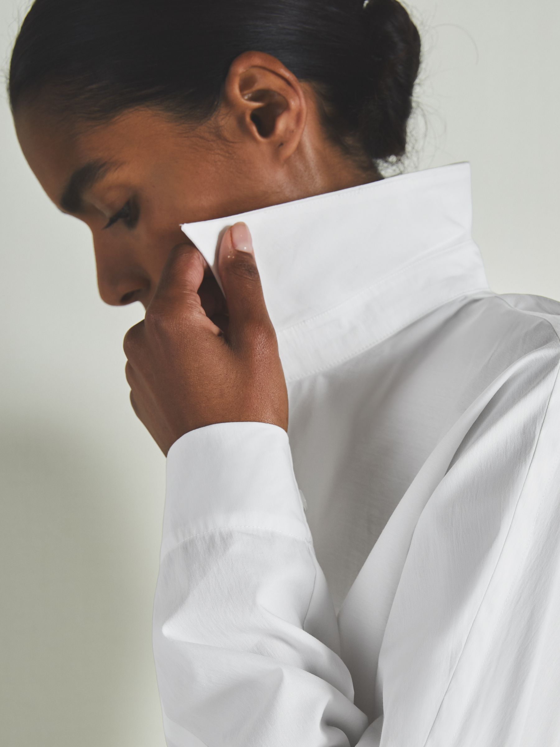 Reiss | Les 100 Ciels Cotton-Blend Poplin Shirt in White