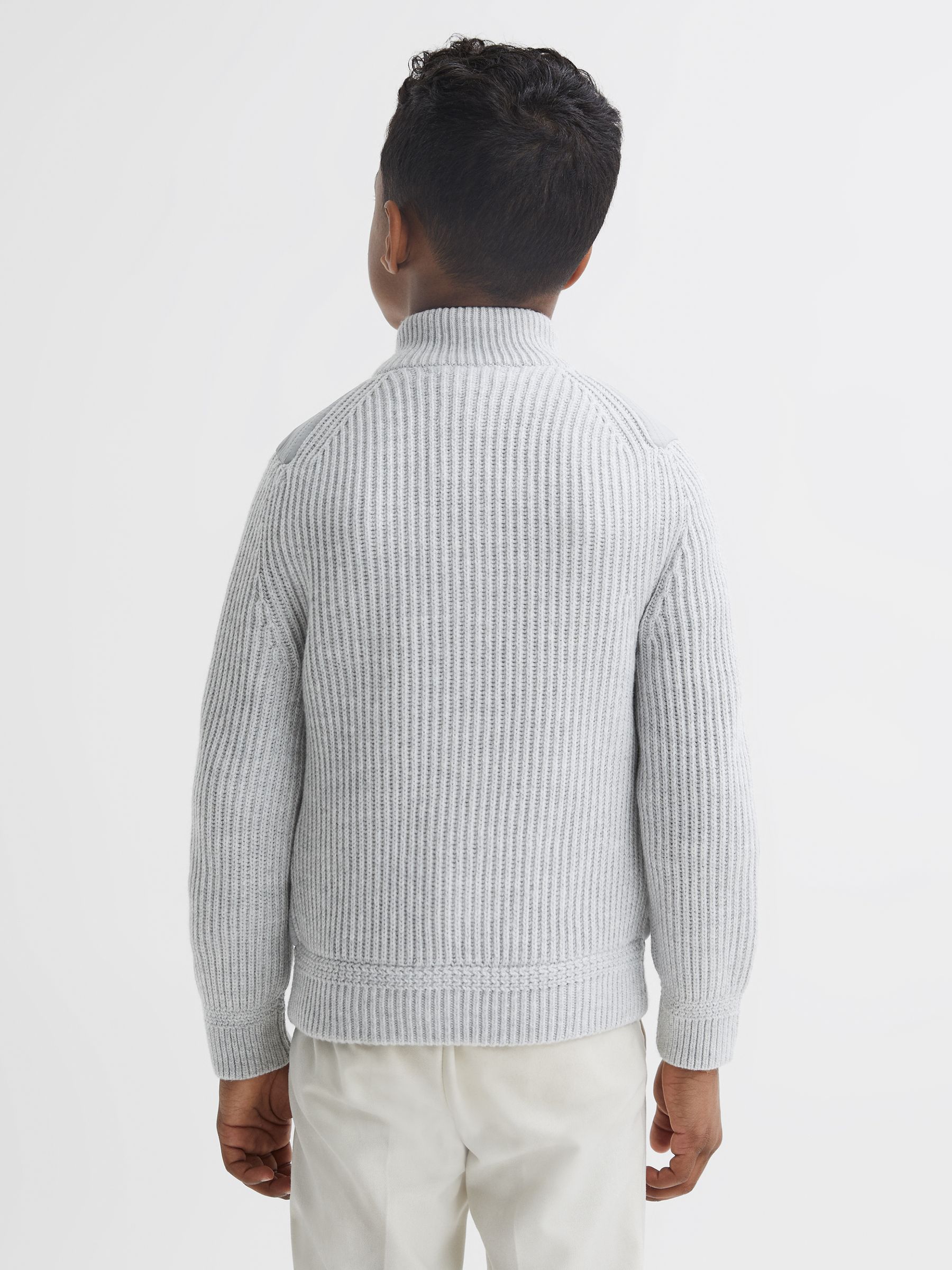 9-14 yrs Hybrid Zip Through Quilted Jacket in Soft Grey Melange