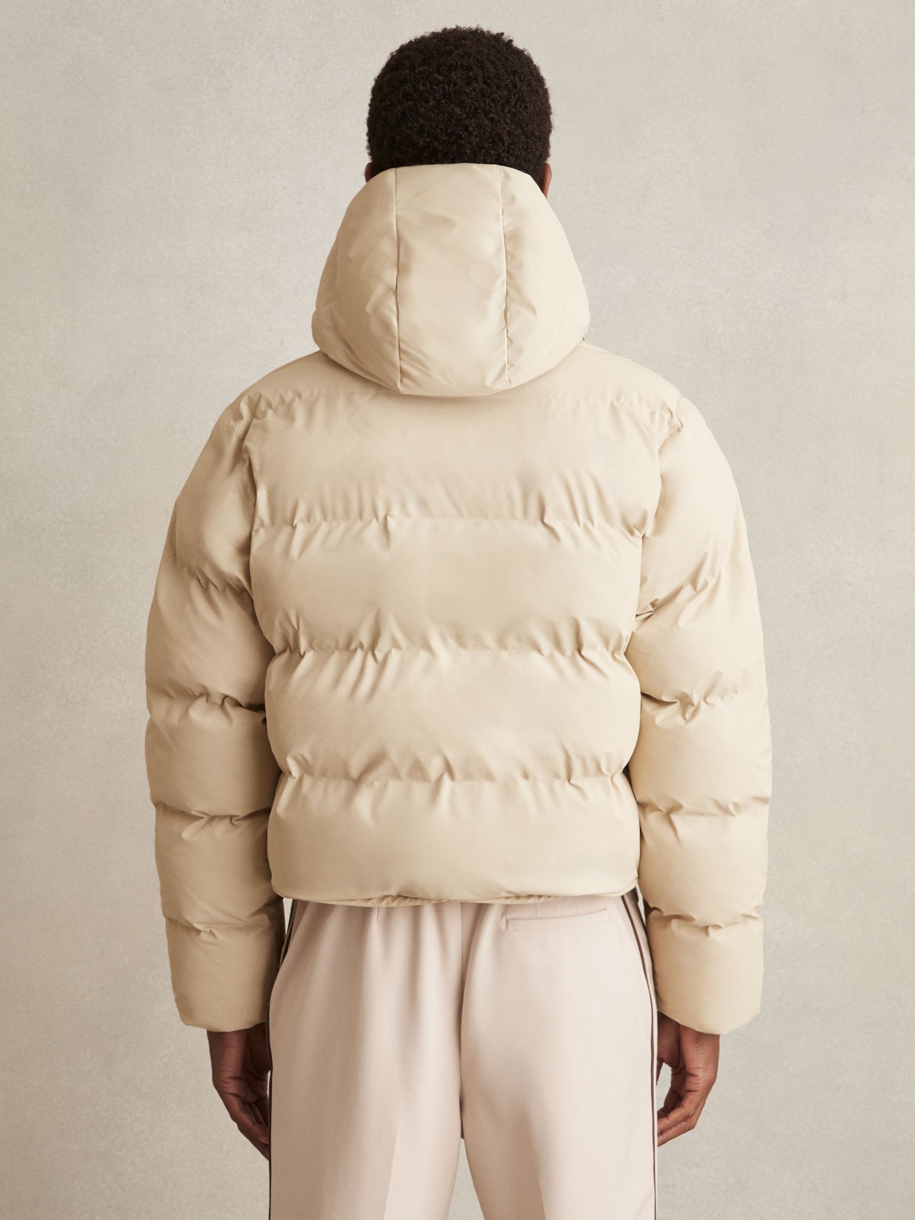 Rains Alta Short Puffer Jacket in Dark Stone