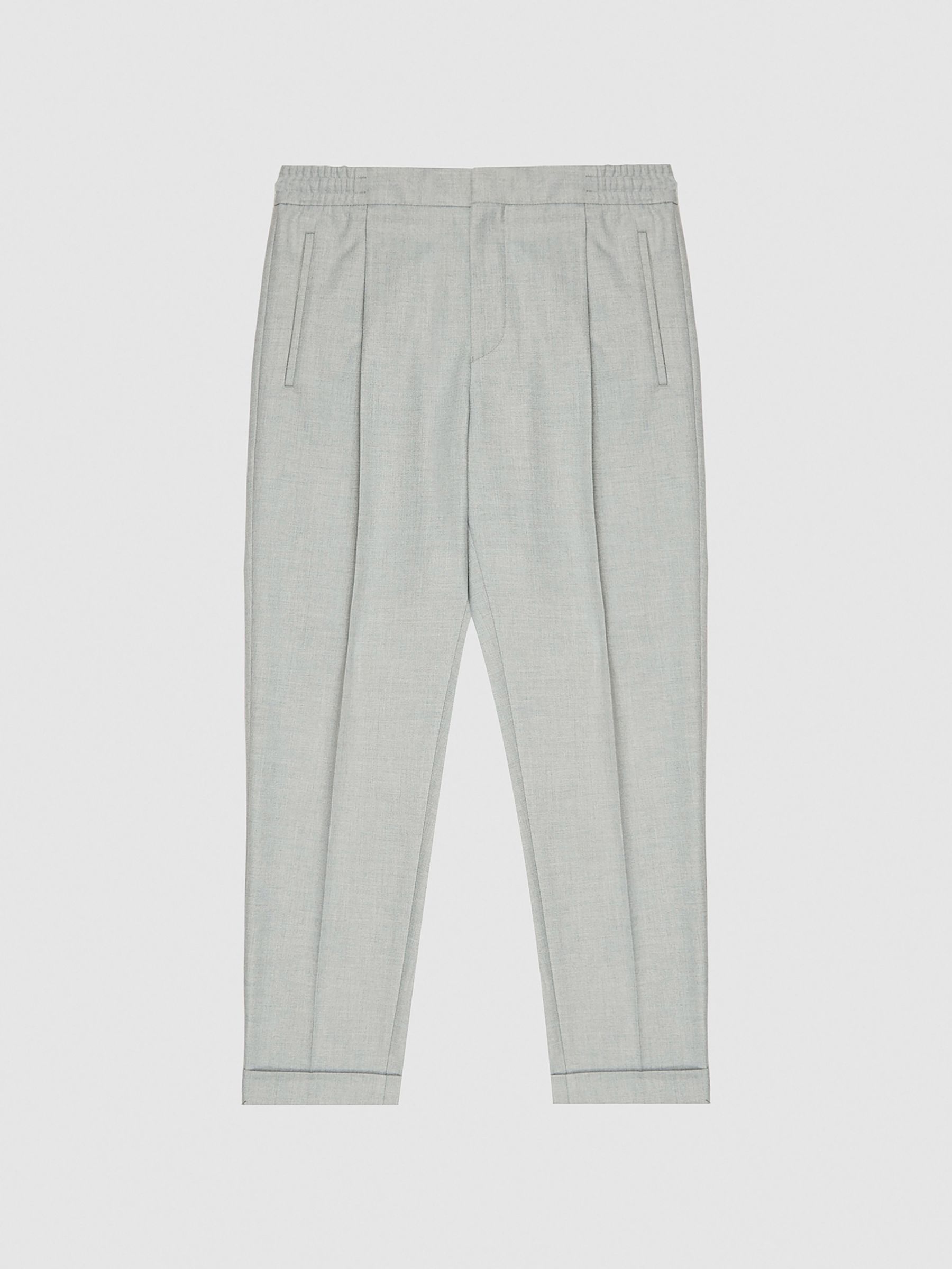 Relaxed Drawstring Trousers with Turn-Ups in Soft Grey