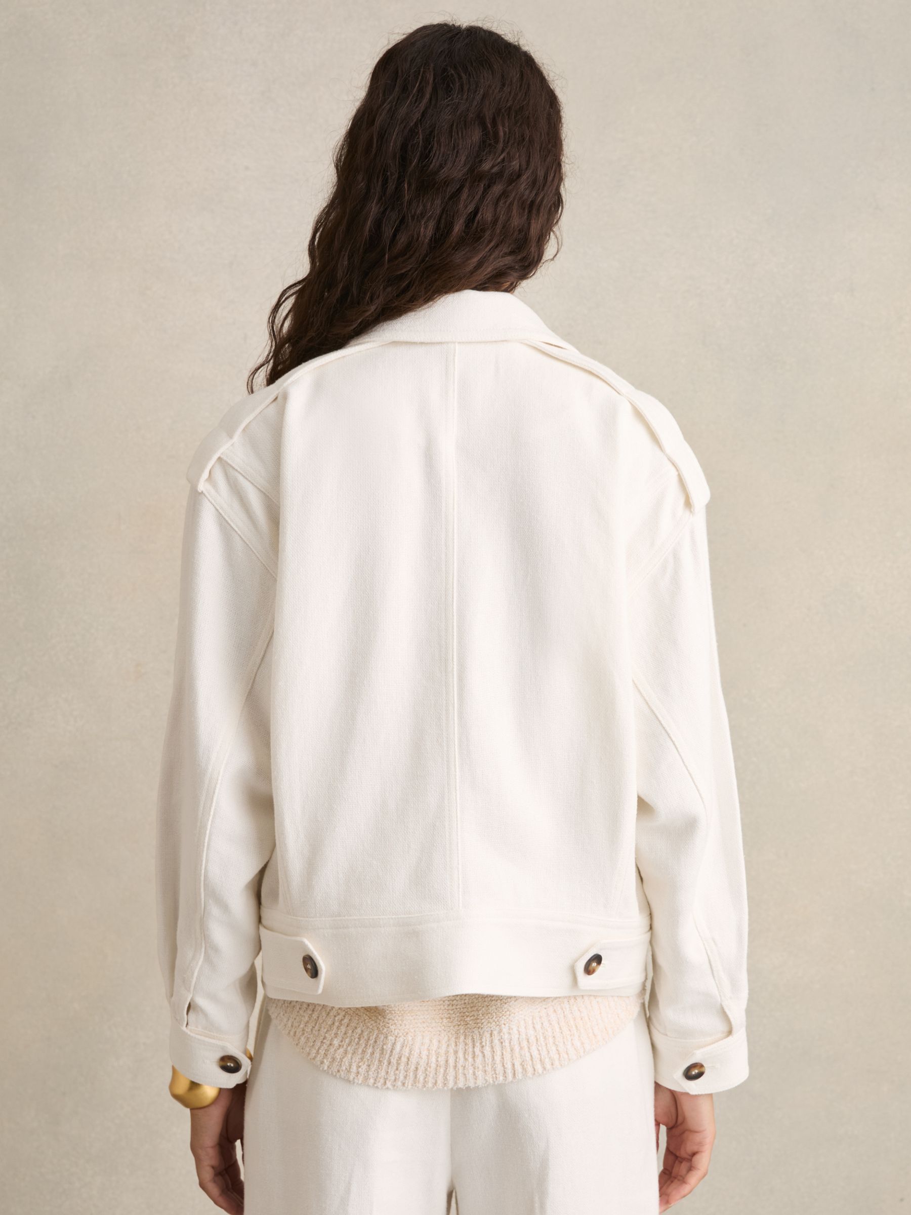 Linen-Blend Twin-Pocket Jacket in White