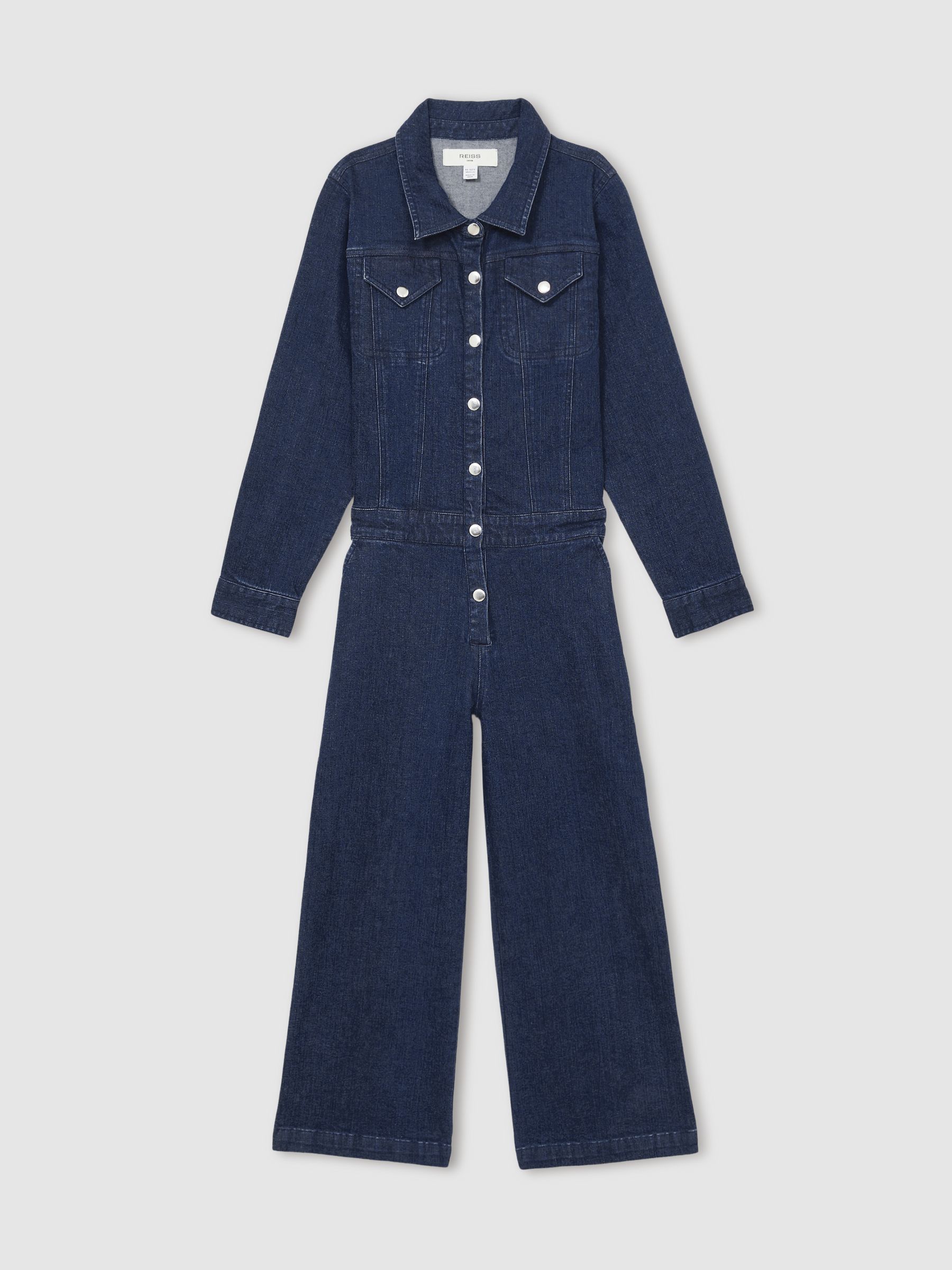 9-13 yrs Wide-Leg Denim Jumpsuit in Blue