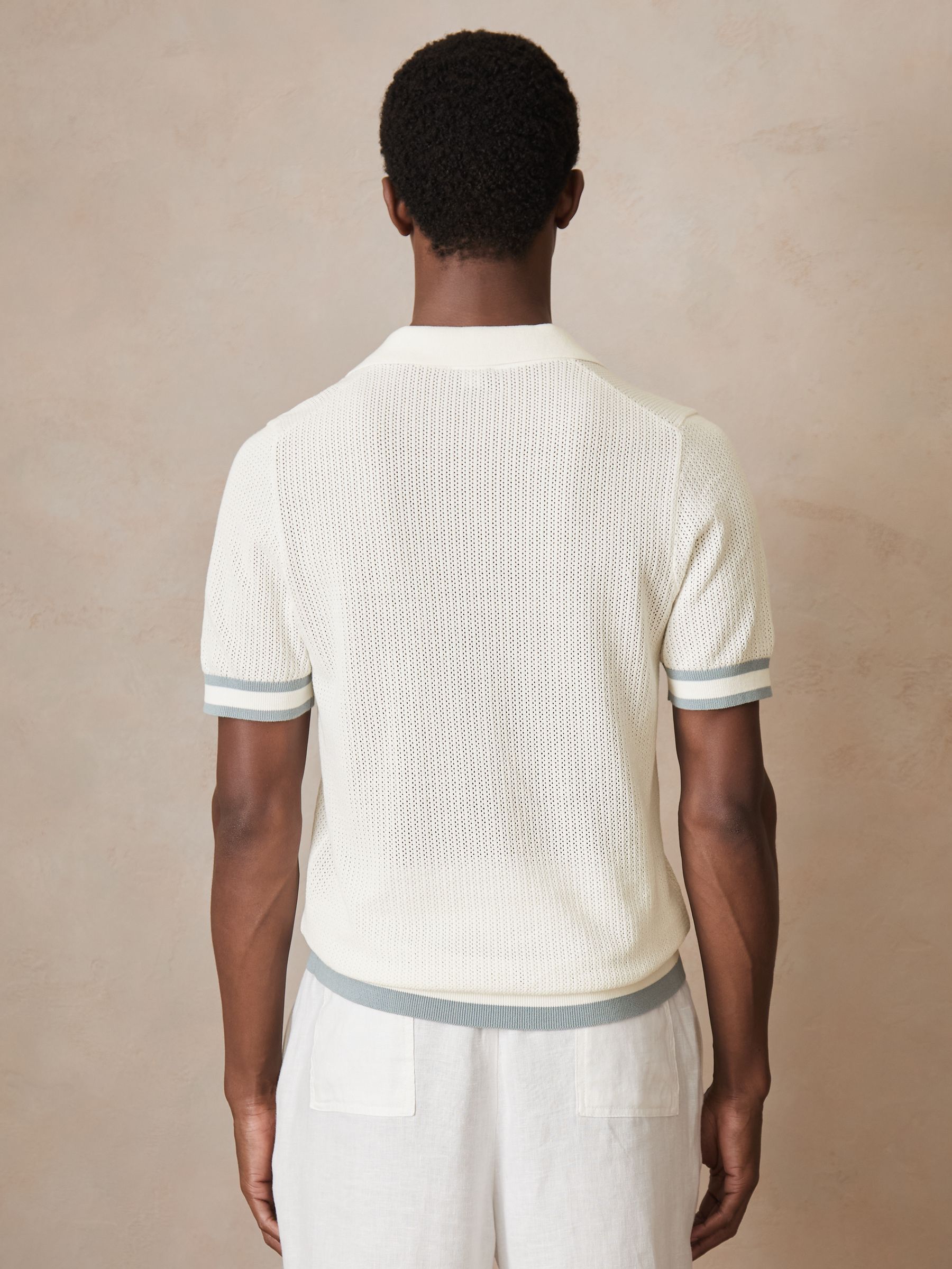 Reiss | Ché Cotton Knit Polo Shirt in White