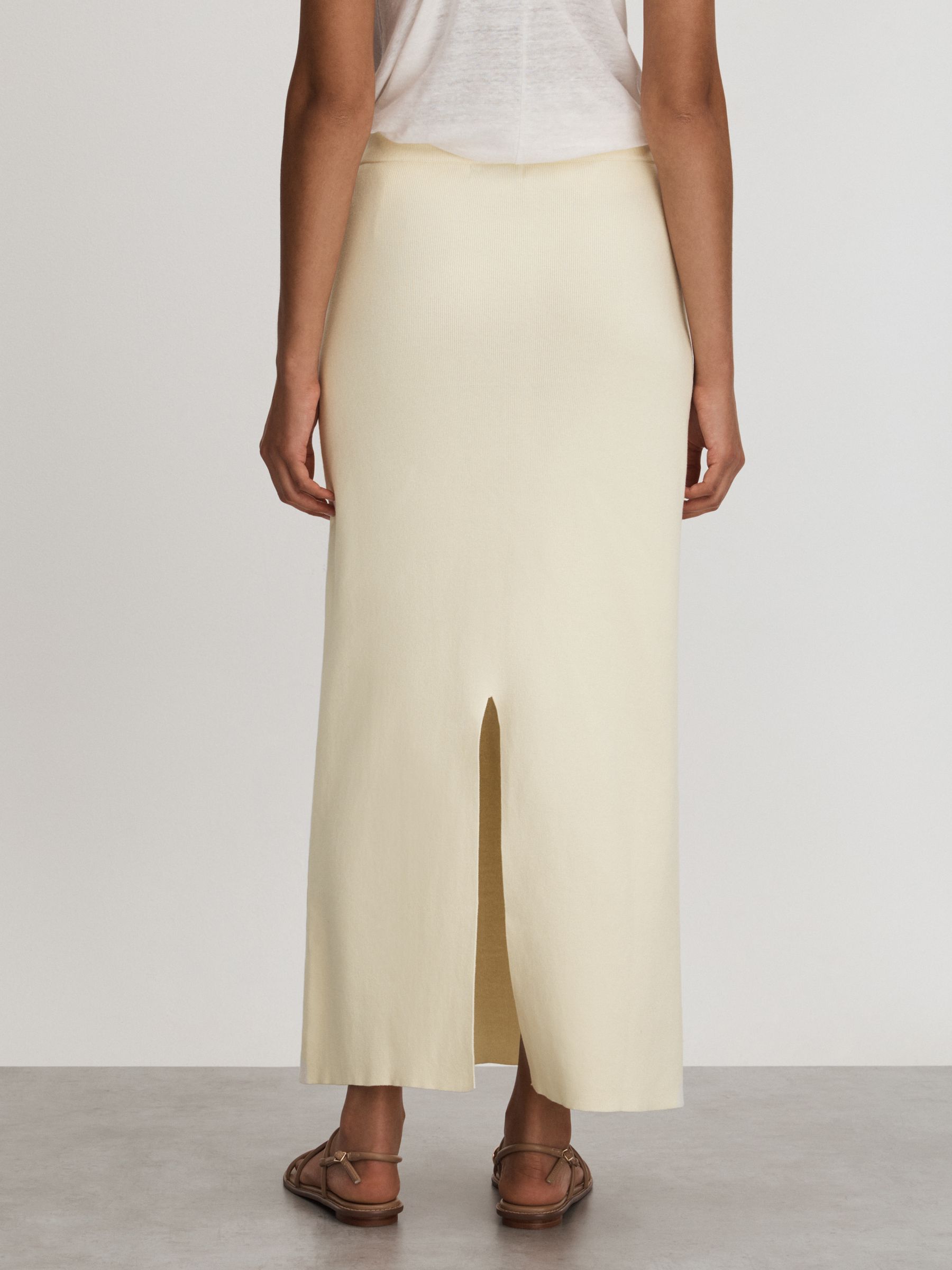Ines White Anna Quan Knitted Cotton Midi Skirt
