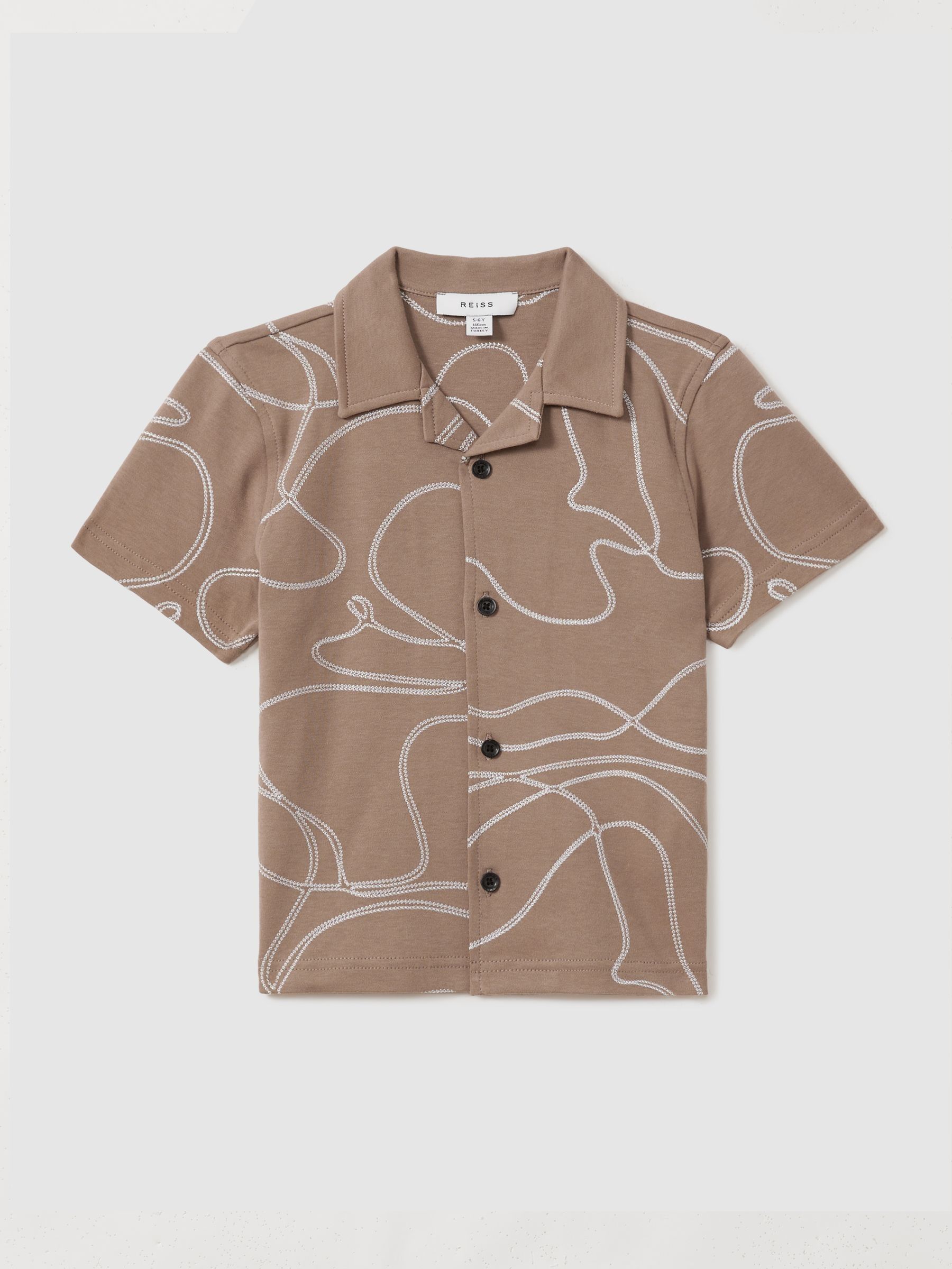 Cotton Jersey Embroidered Shirt in Taupe