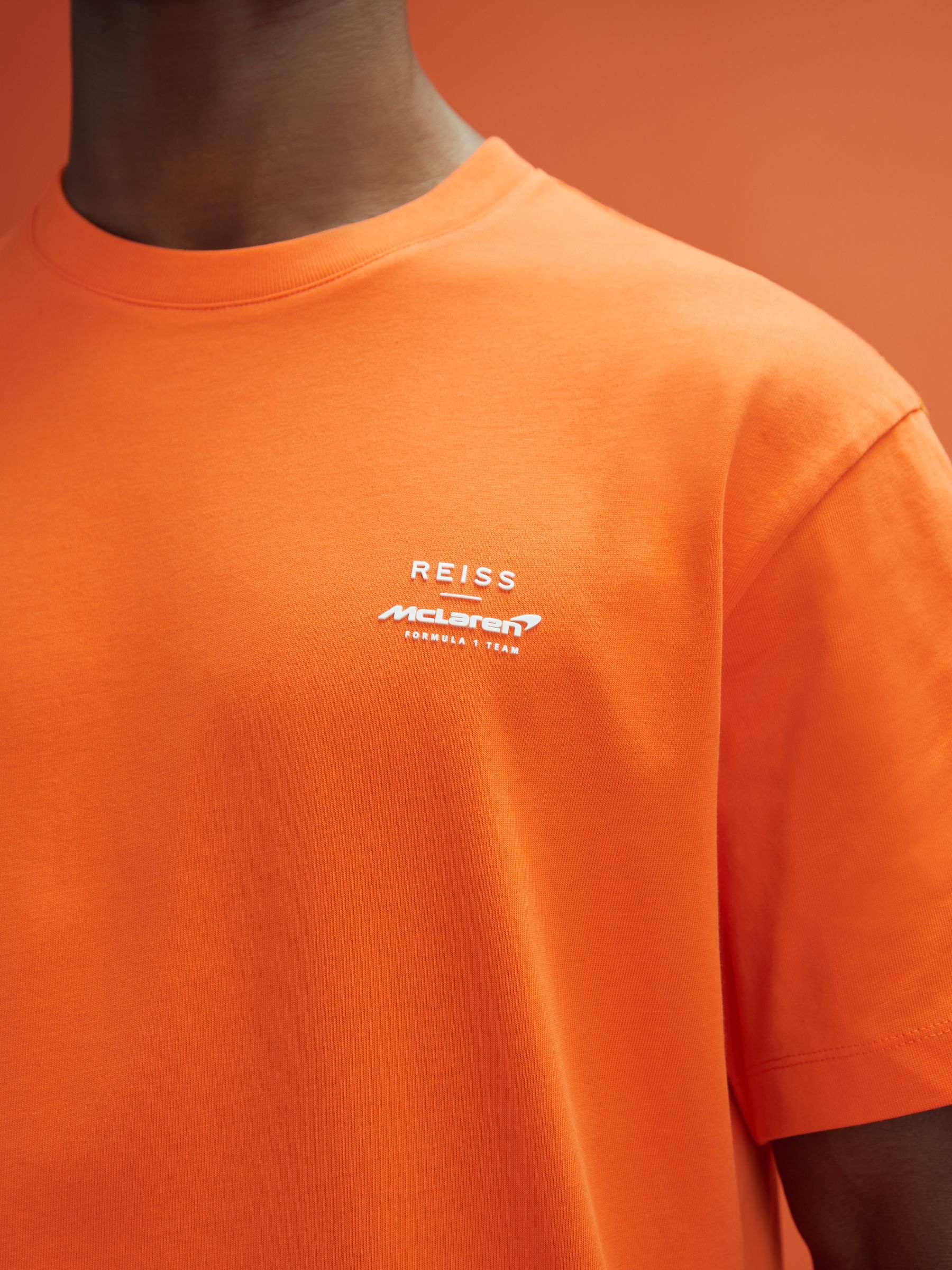 McLaren F1 Oversized Cotton Crew Neck T-Shirt in Papaya