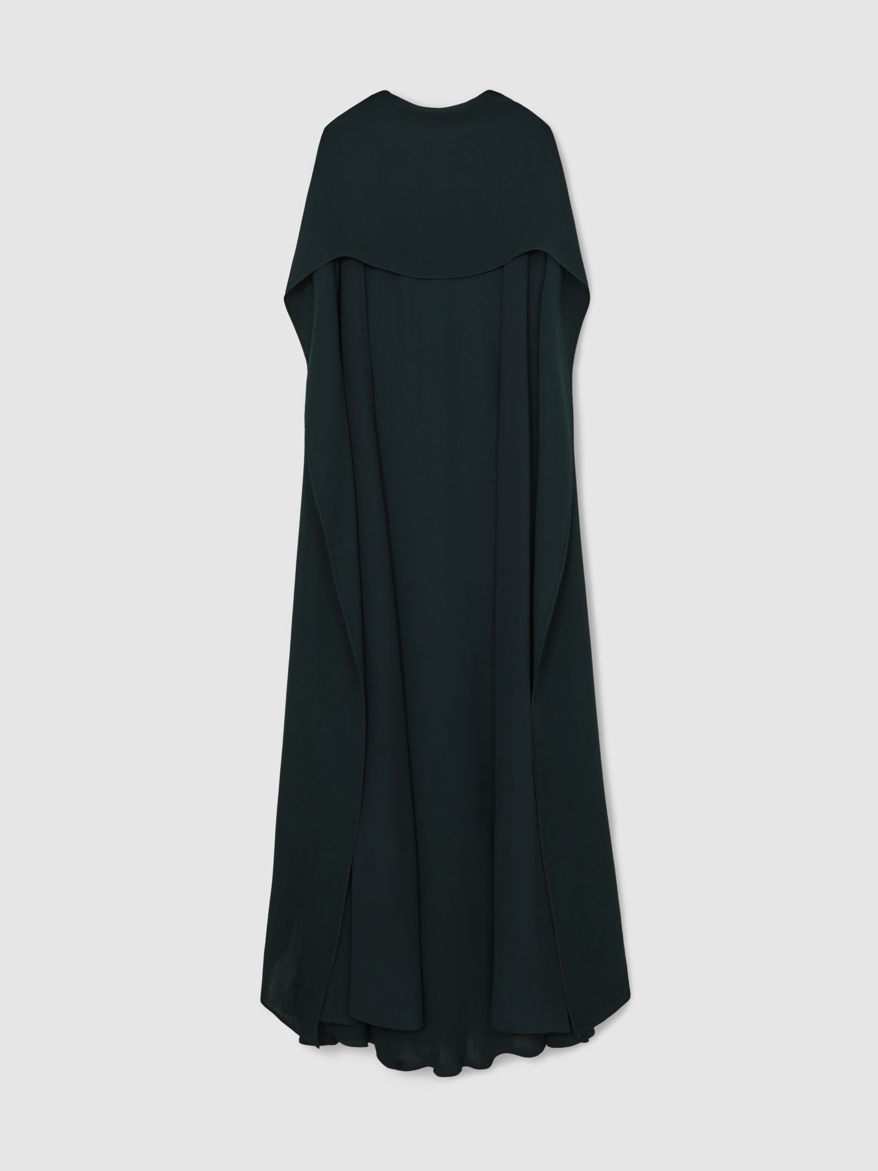Crepe Cape Maxi Dress in Teal Green