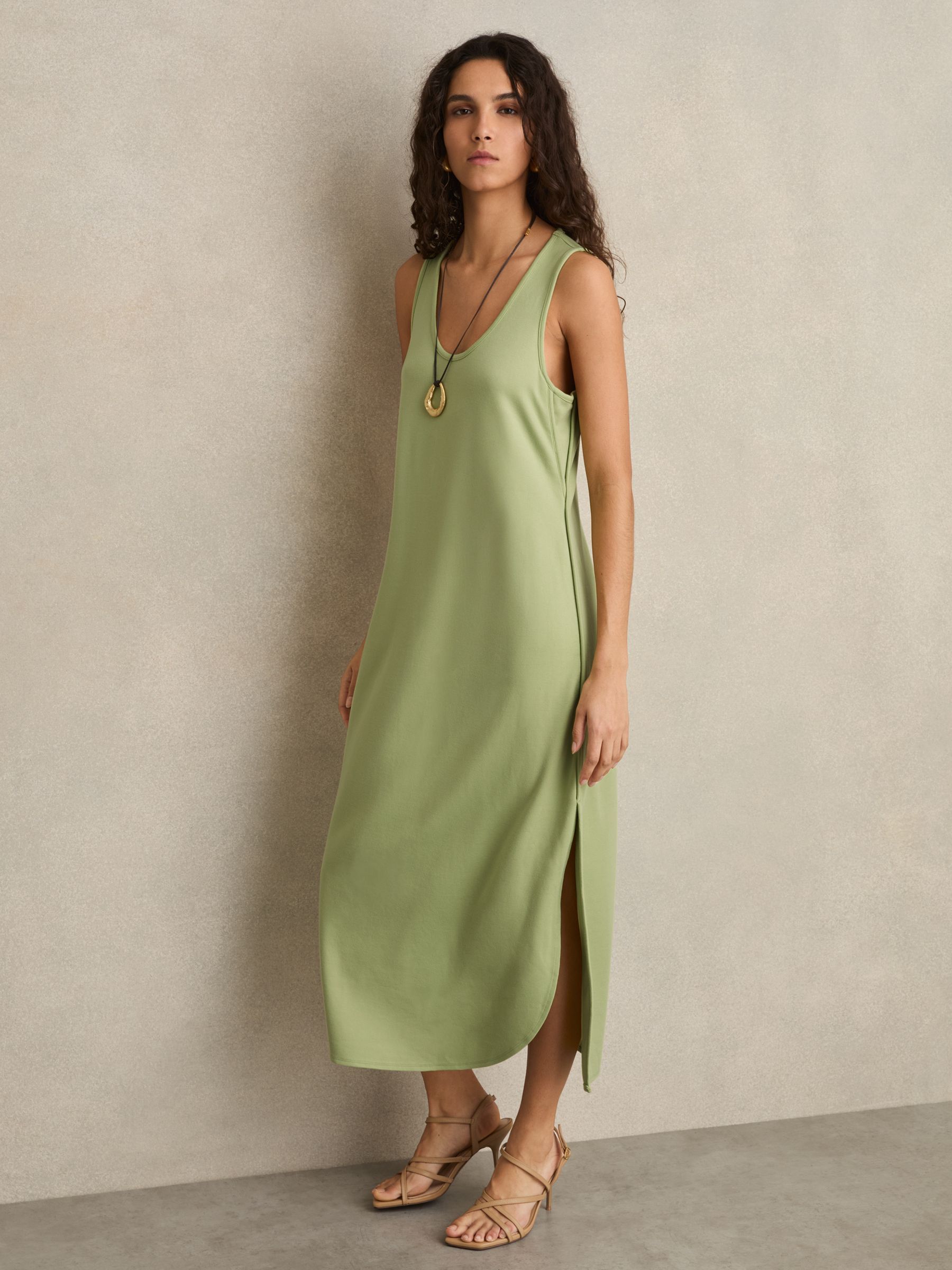 Jersey Knit Maxi Dress in Green