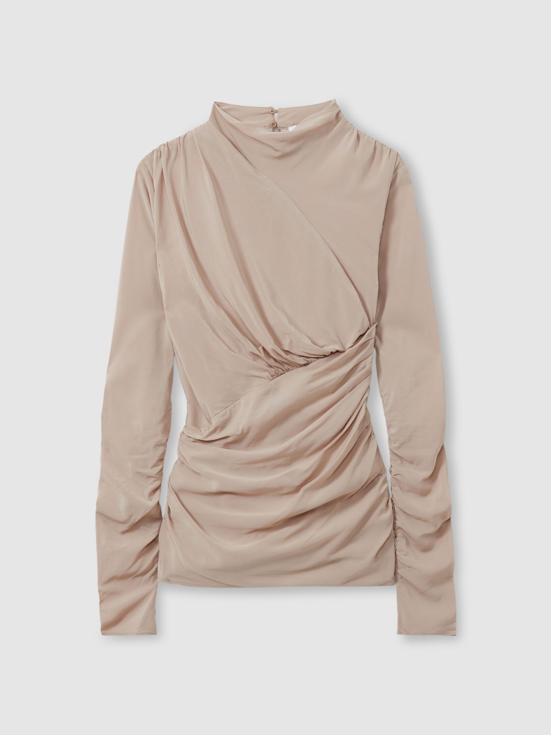 Eleni Blush Ruched Long Sleeve Top