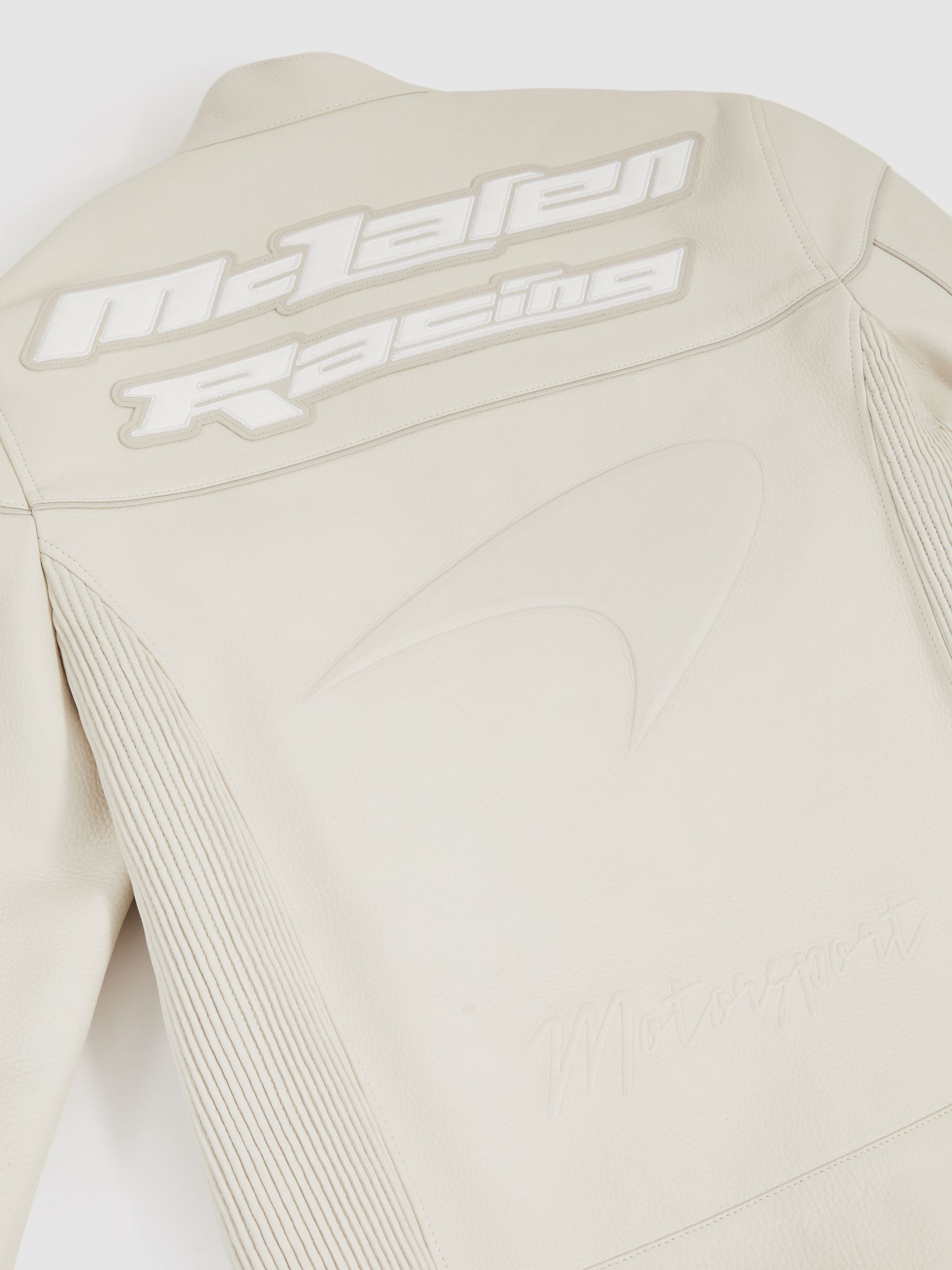 McLaren F1 Team Leather Biker Jacket in Off White
