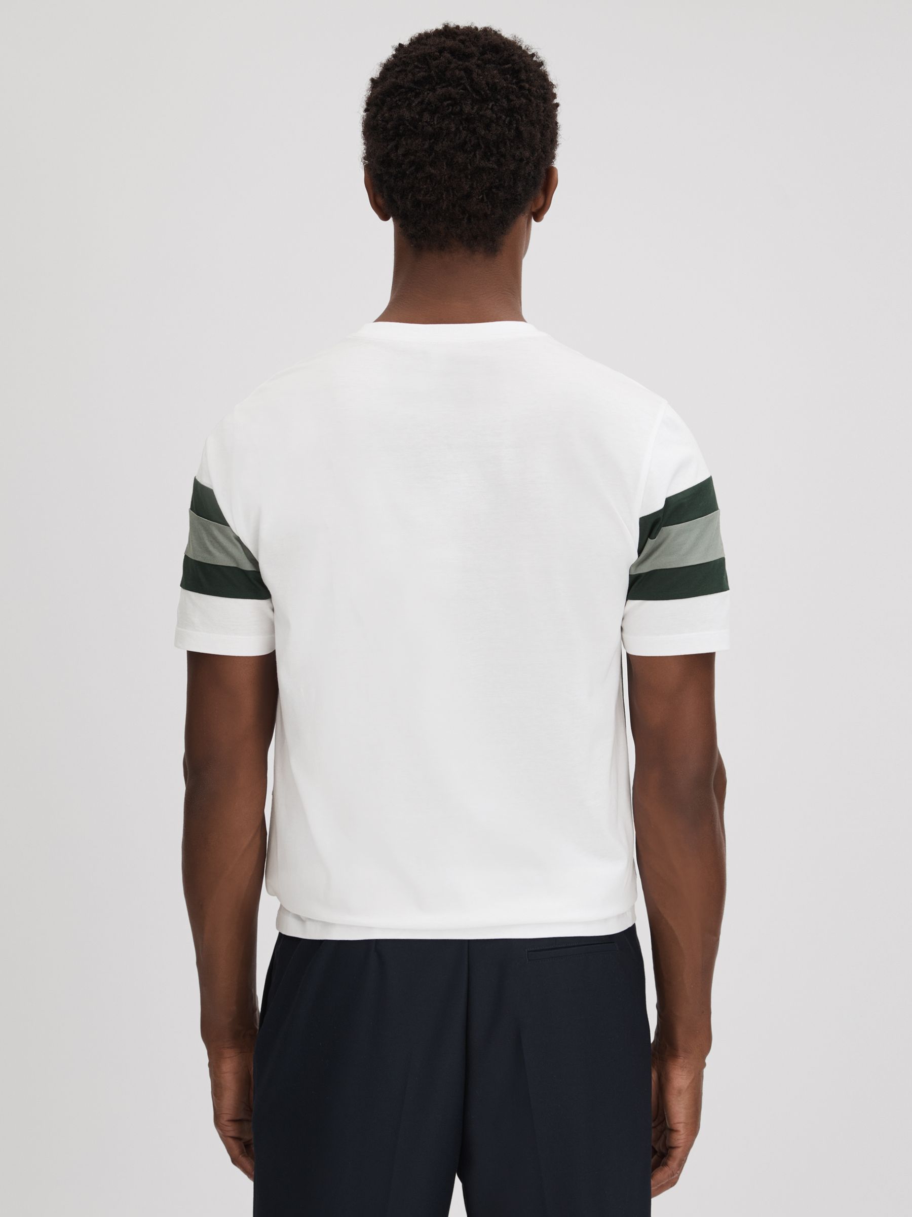 Mercerised Cotton Crew Neck T-Shirt in Sage Multi